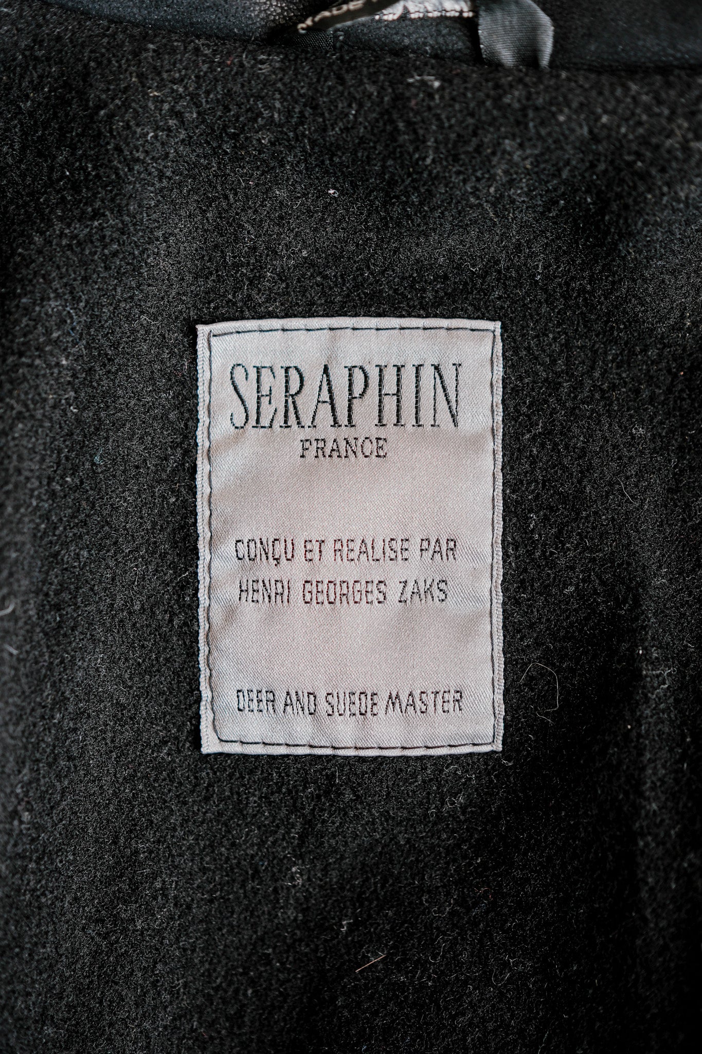[~ 80's] Old Seraphin Deerskin Leather Blouson avec une sangle de Chine.