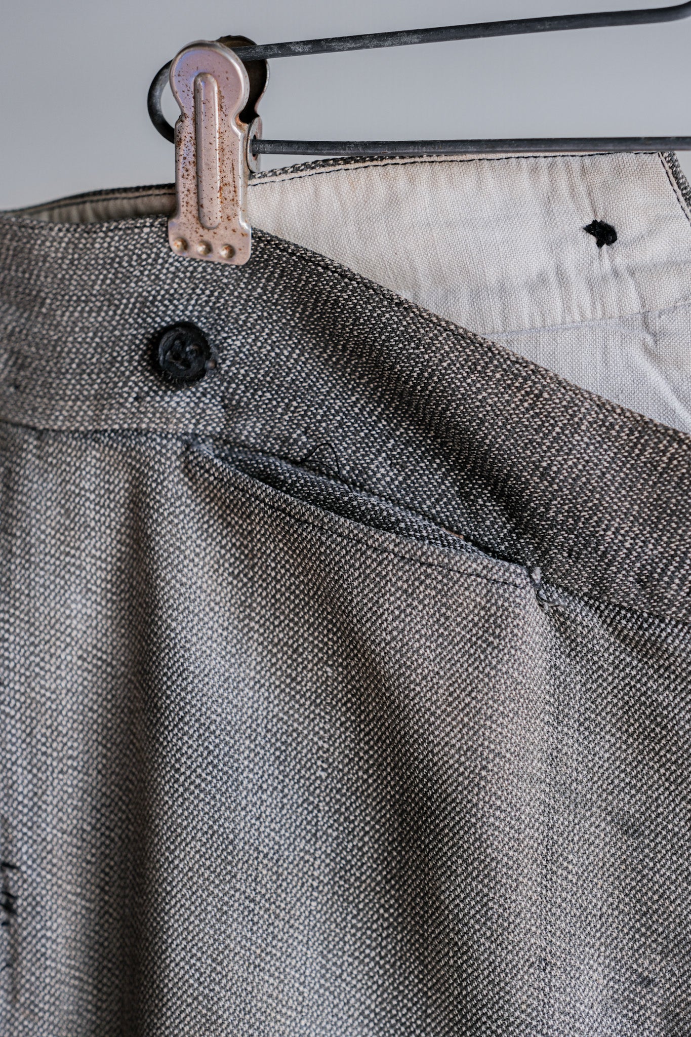 ［~10's］French Antique Salt & Pepper Cotton Twill Work Pants "Boro"