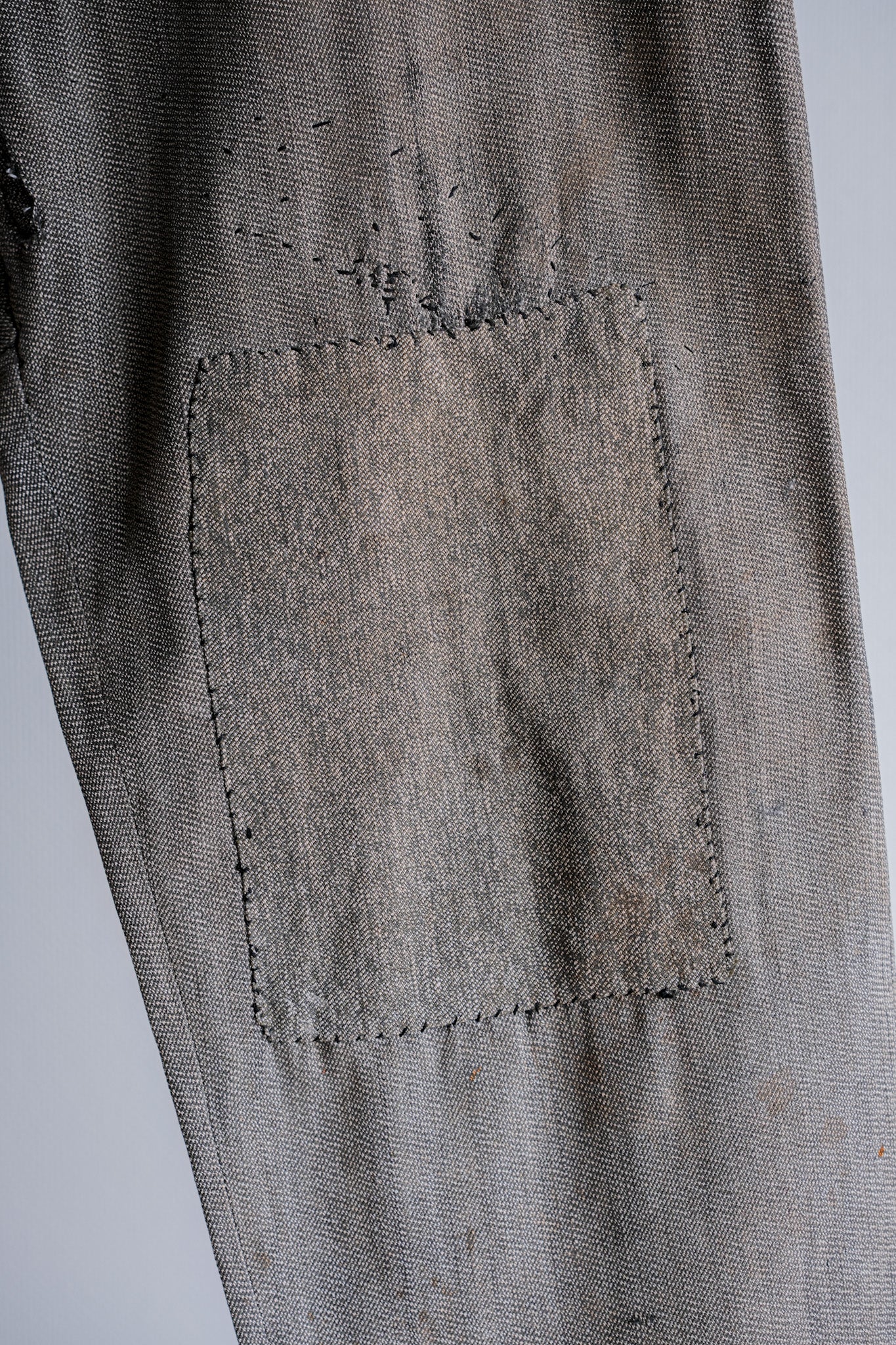 【~10's】French Antique Salt & Pepper Cotton Twill Work Pants "Boro"