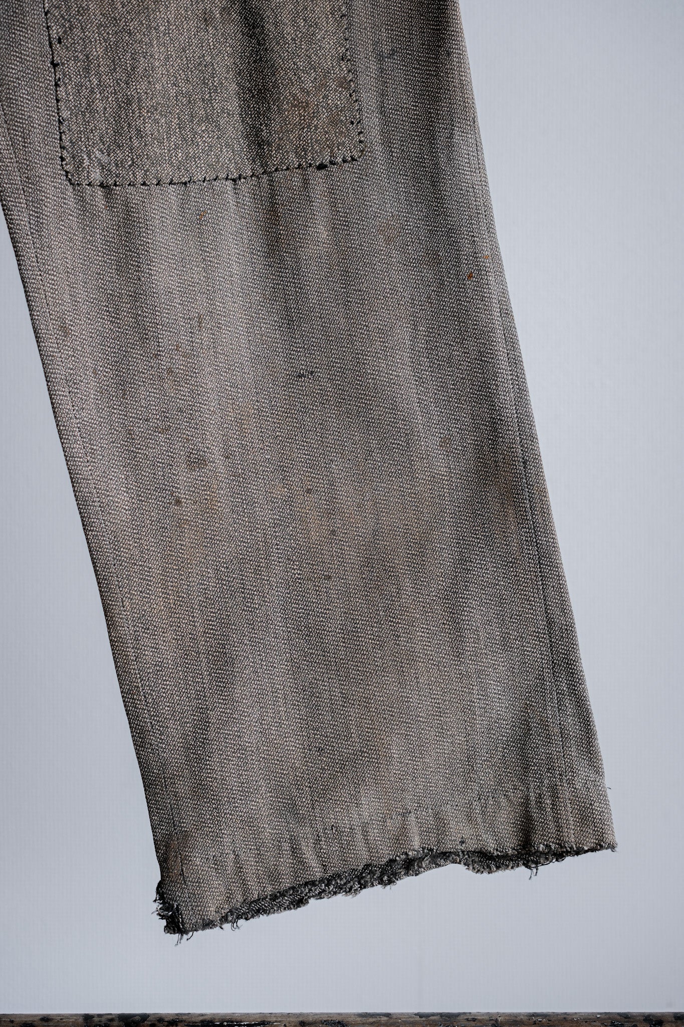 ［~10's］French Antique Salt & Pepper Cotton Twill Work Pants "Boro"