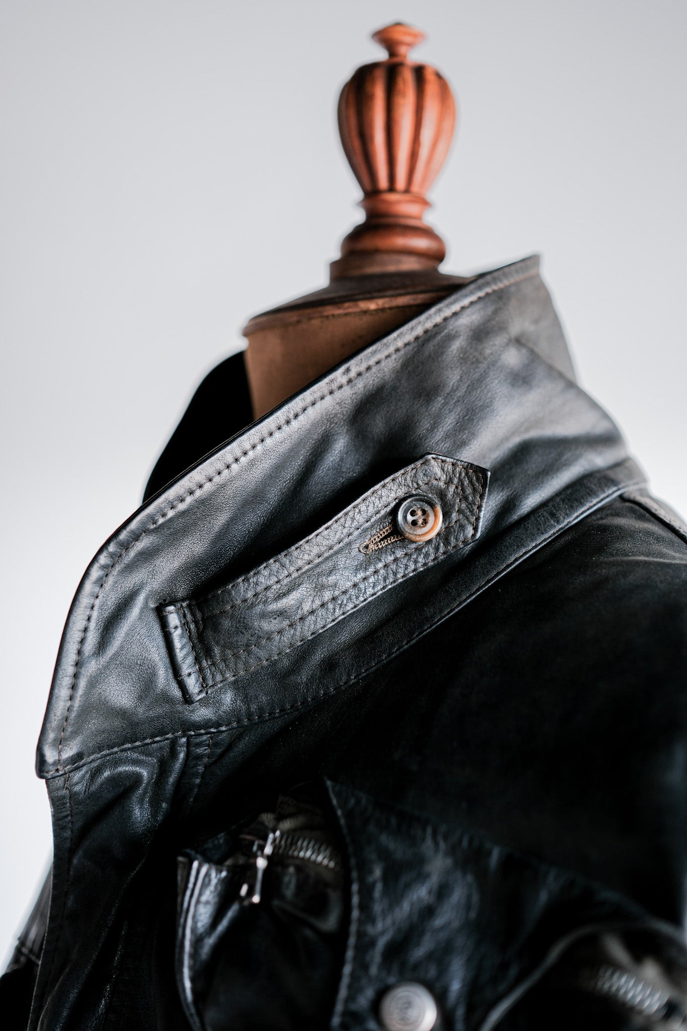 ［~90's］Old Renoma Paris Black Leather Detachable Sleeve Multi Pocket Jacket With Liner Size.XXL