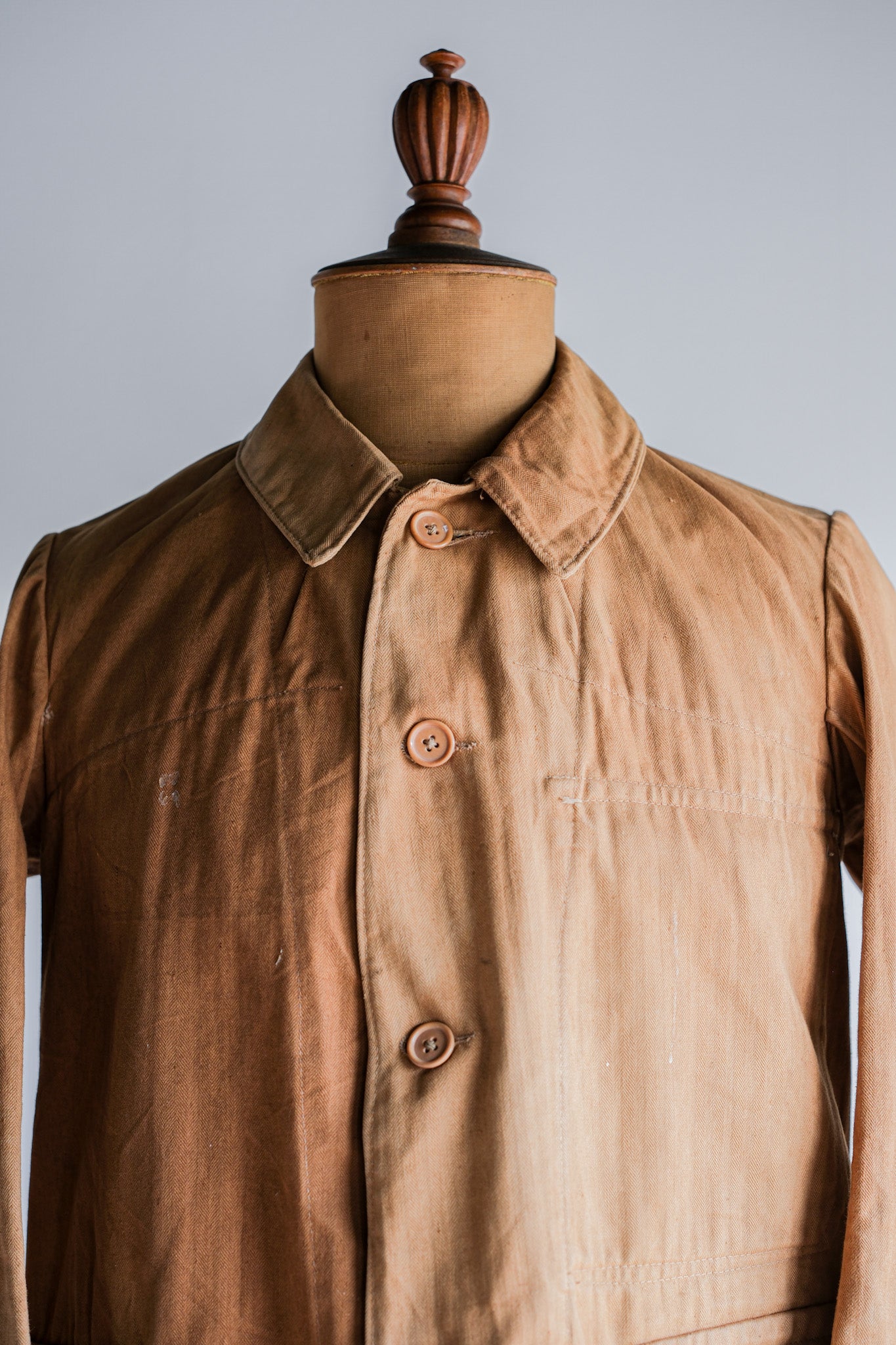 [~ 40's] French Vintage Brown HBT Cotton Work Jacket