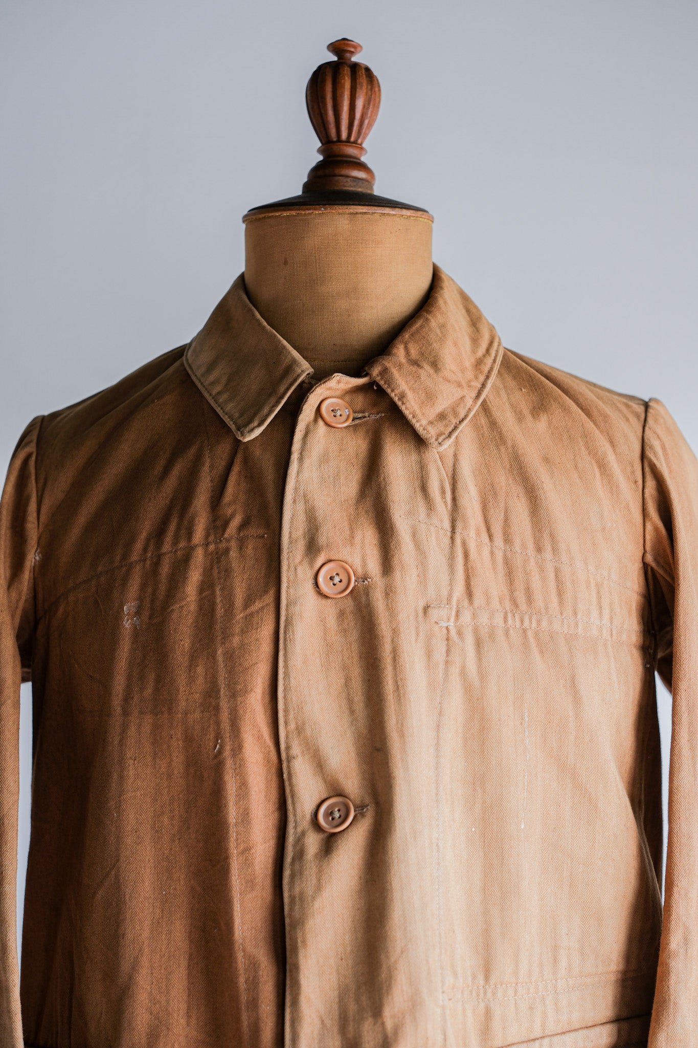［~40's］French Vintage Brown HBT Cotton Work Jacket