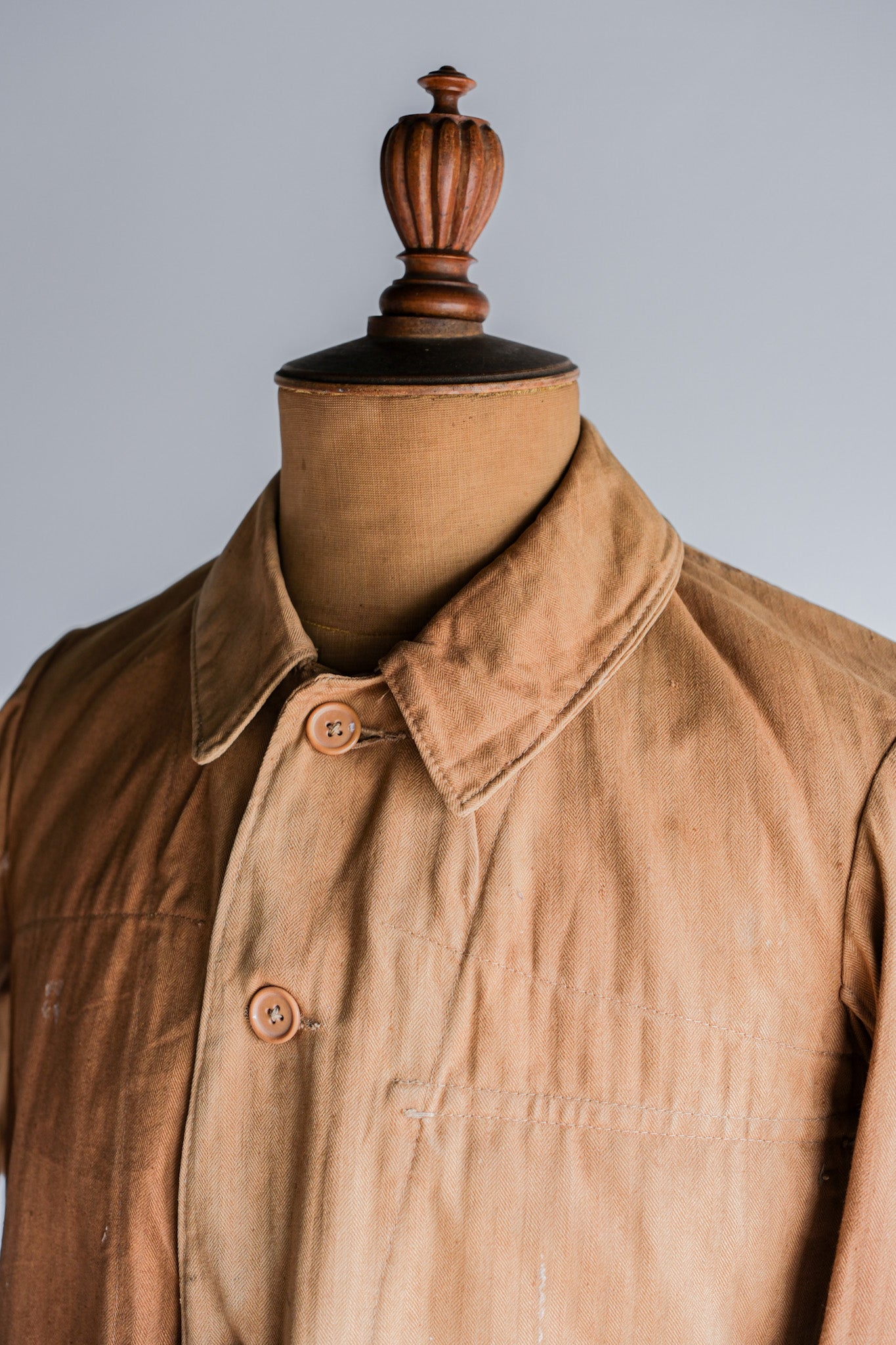 【~40's】French Vintage Brown HBT Cotton Work Jacket