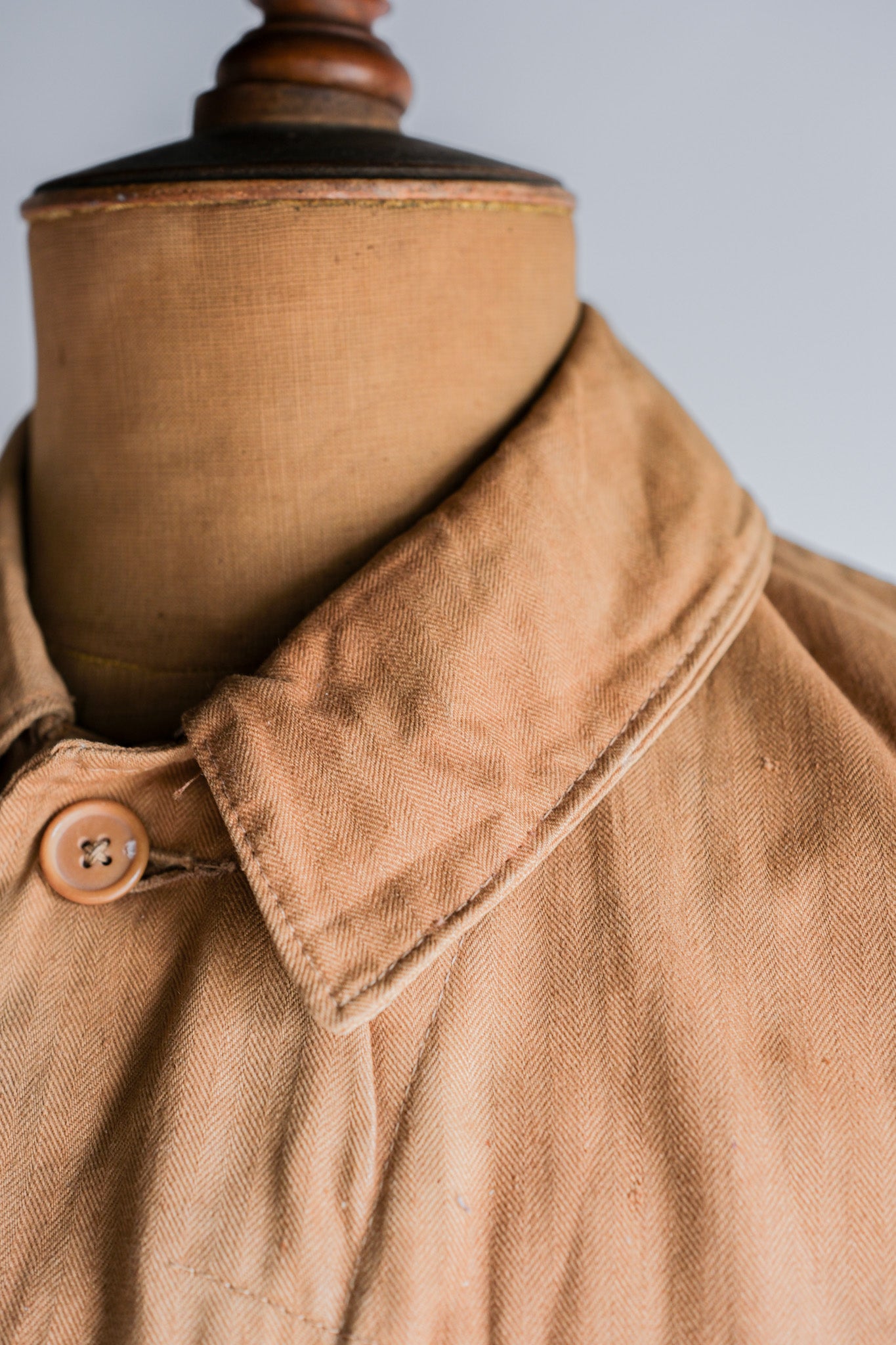 【~40's】French Vintage Brown HBT Cotton Work Jacket