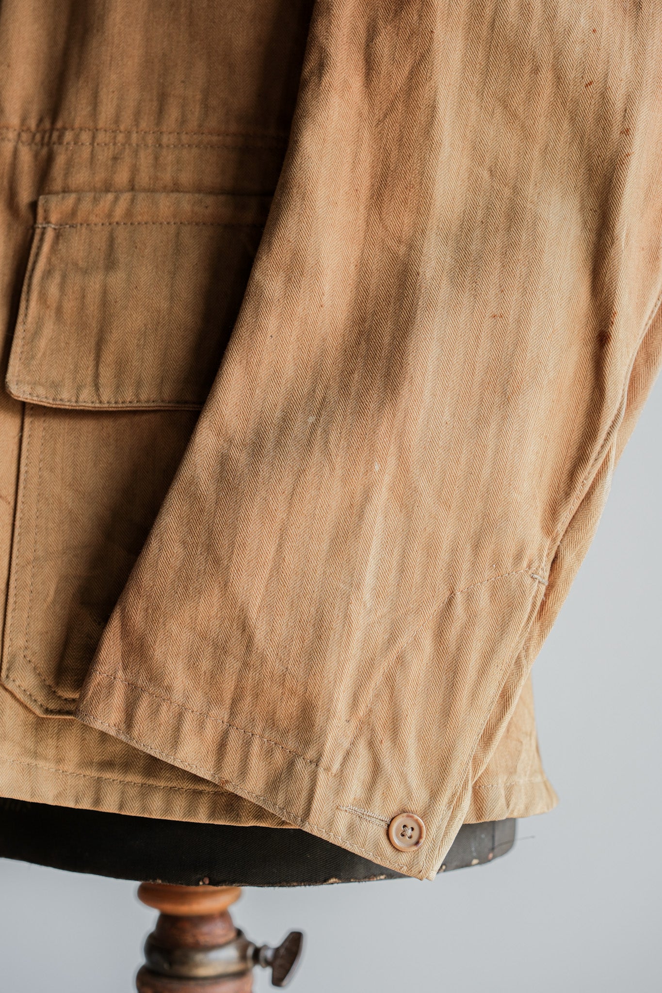 ［~40's］French Vintage Brown HBT Cotton Work Jacket