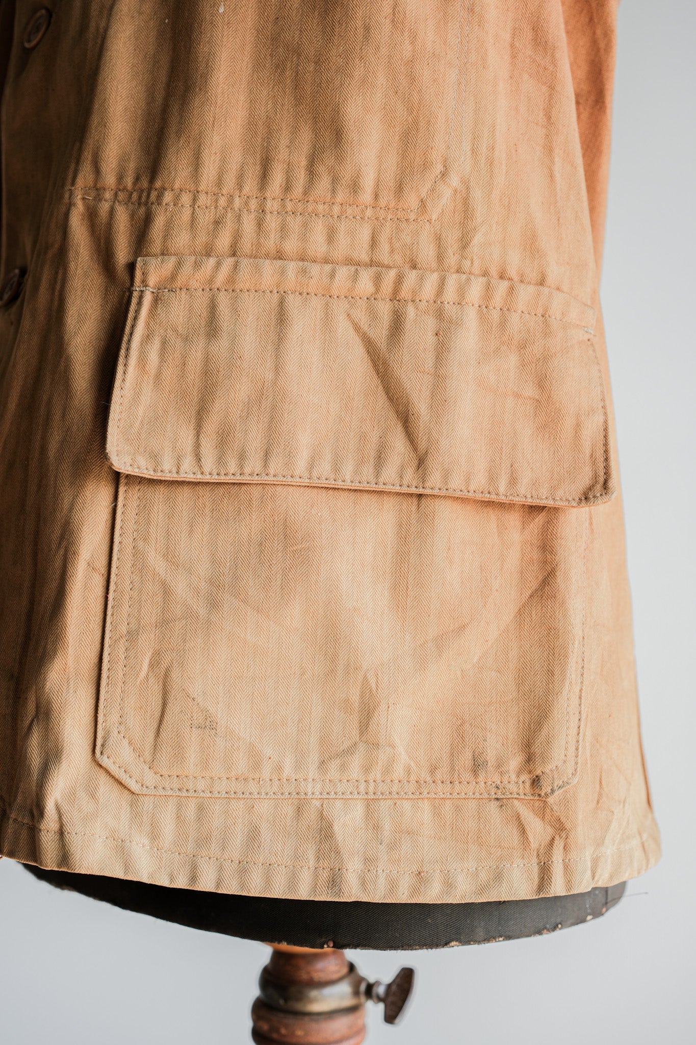 ［~40's］French Vintage Brown HBT Cotton Work Jacket