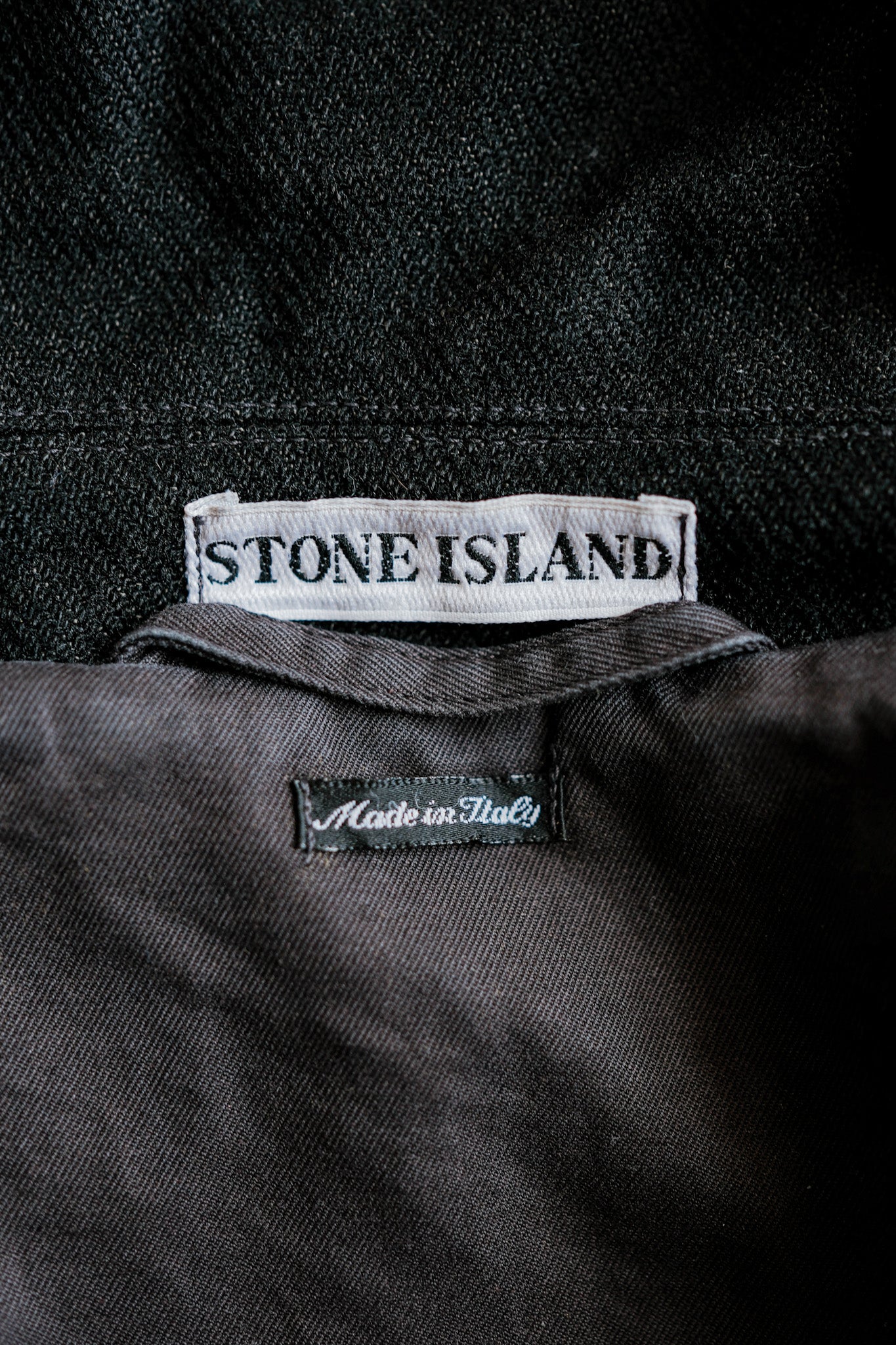 [98AW] Old Stone Island 나일론 재킷 크기. L "녹색 가장자리"