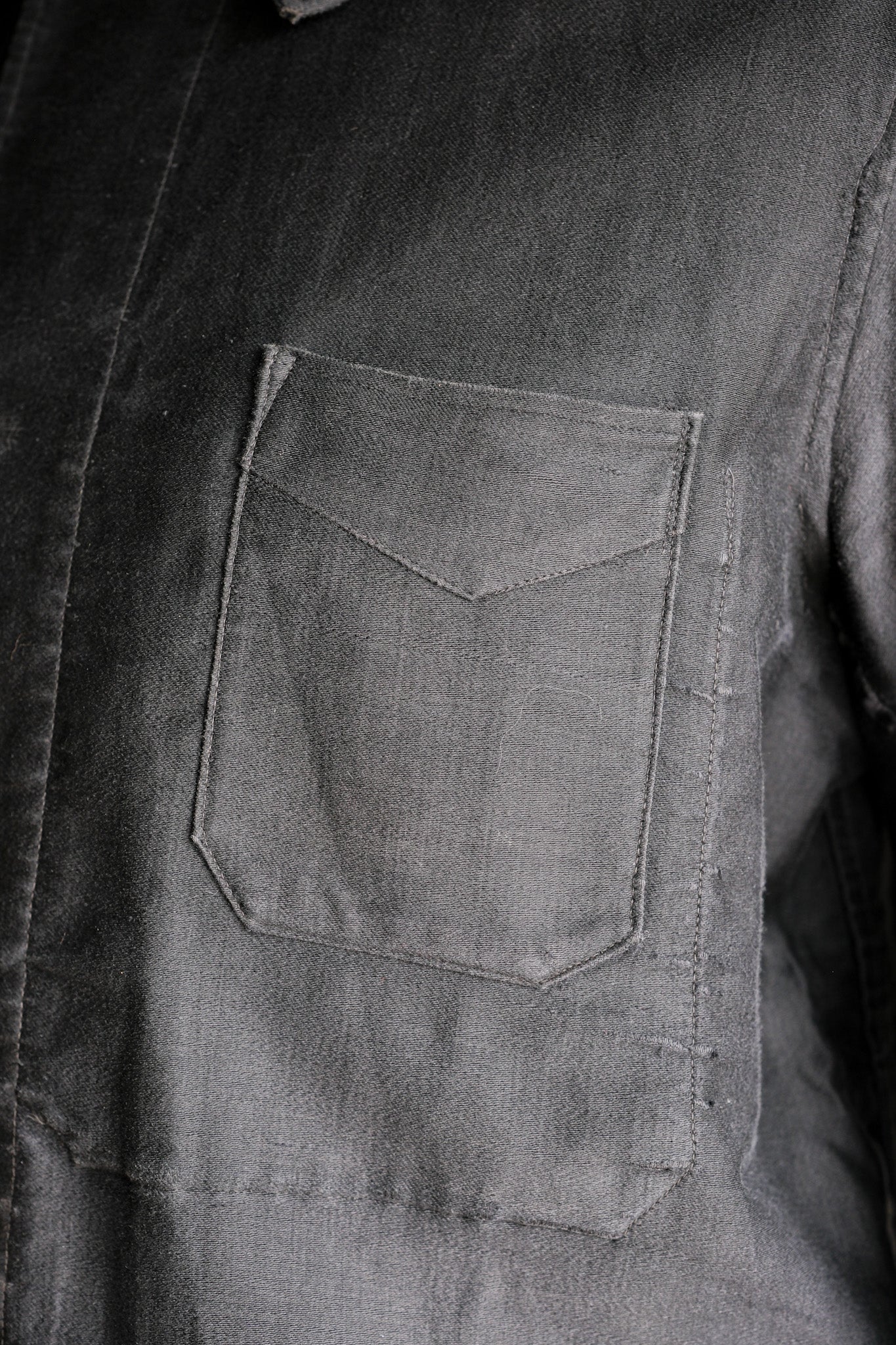 [~ 30's] French Vintage Black Light Moleskin Work Jacket "4 Buttons"