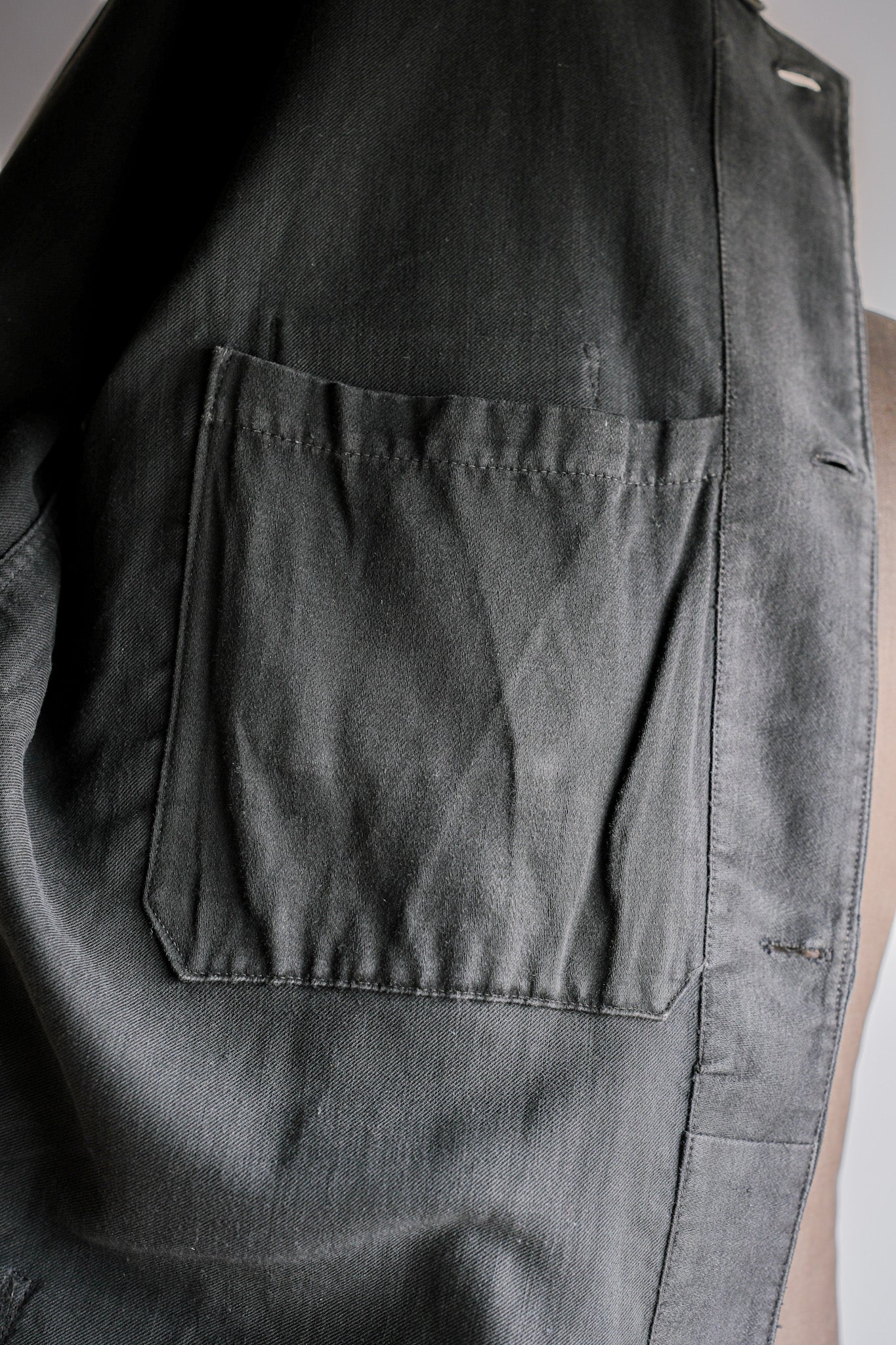 [~ 30's] French Vintage Black Light Moleskin Work Jacket "4 Buttons"