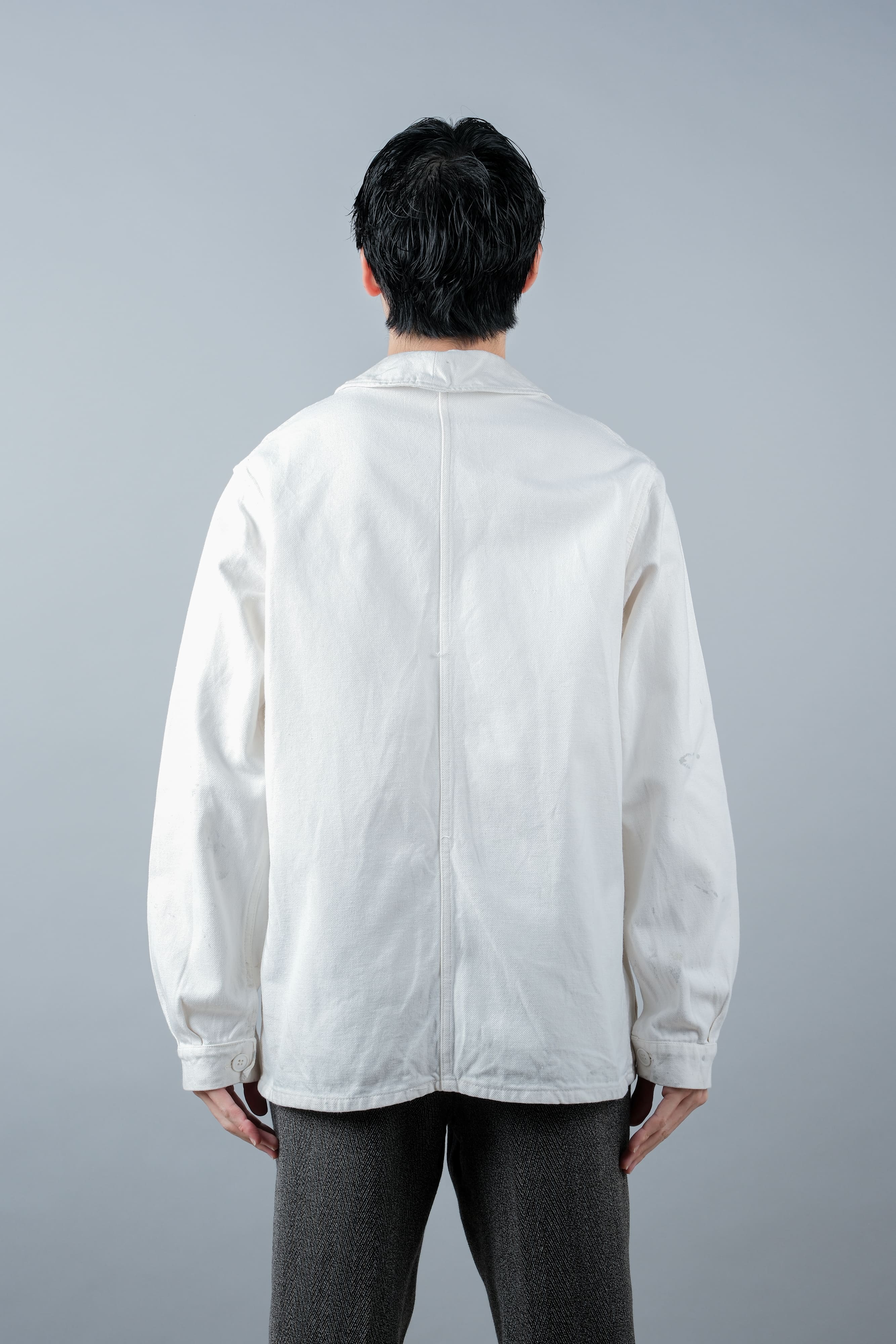 [~ 60's] French Vintage White Cotton Twill Work Jacket