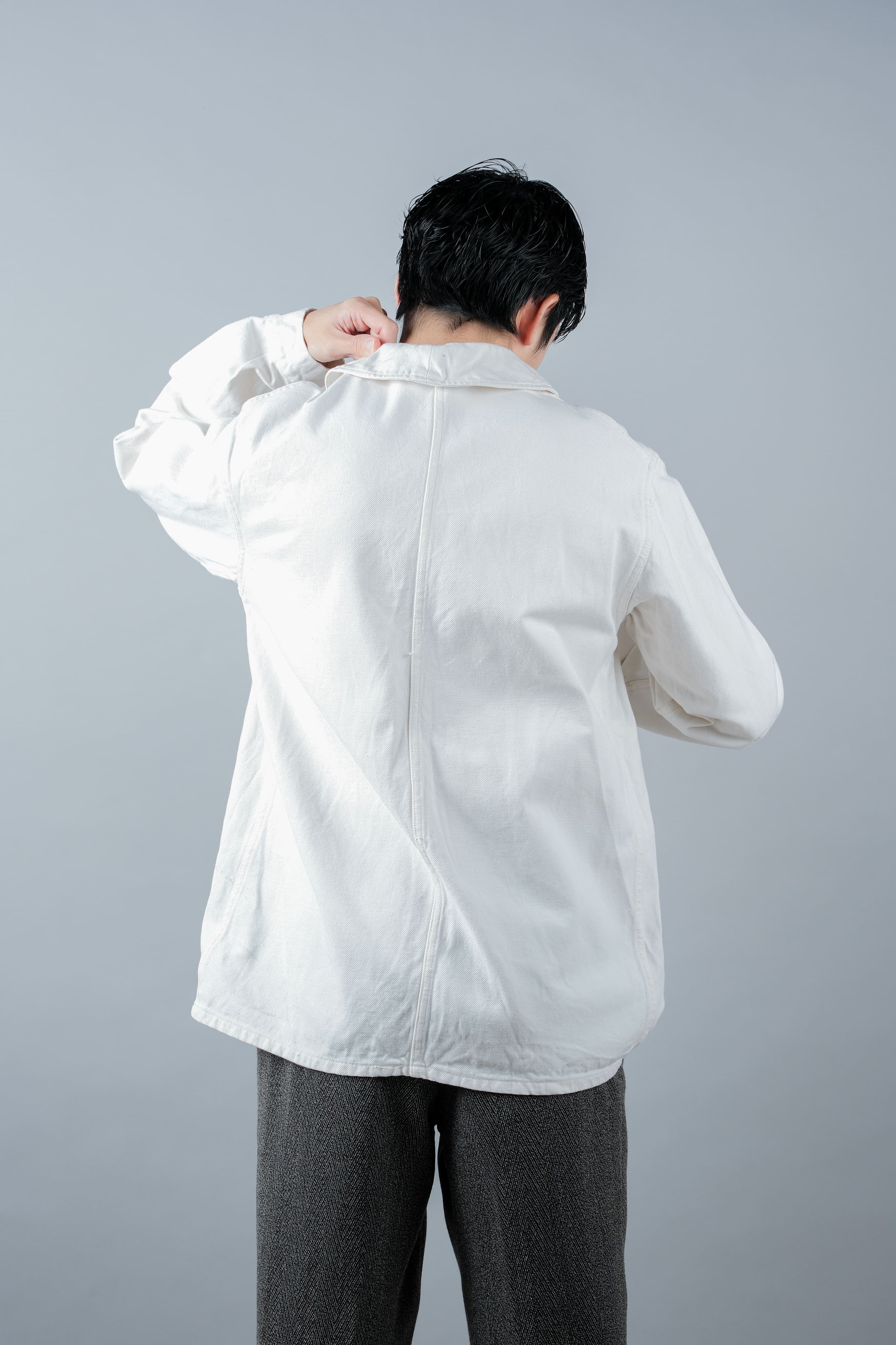 [~ 60's] French Vintage White Cotton Twill Work Jacket