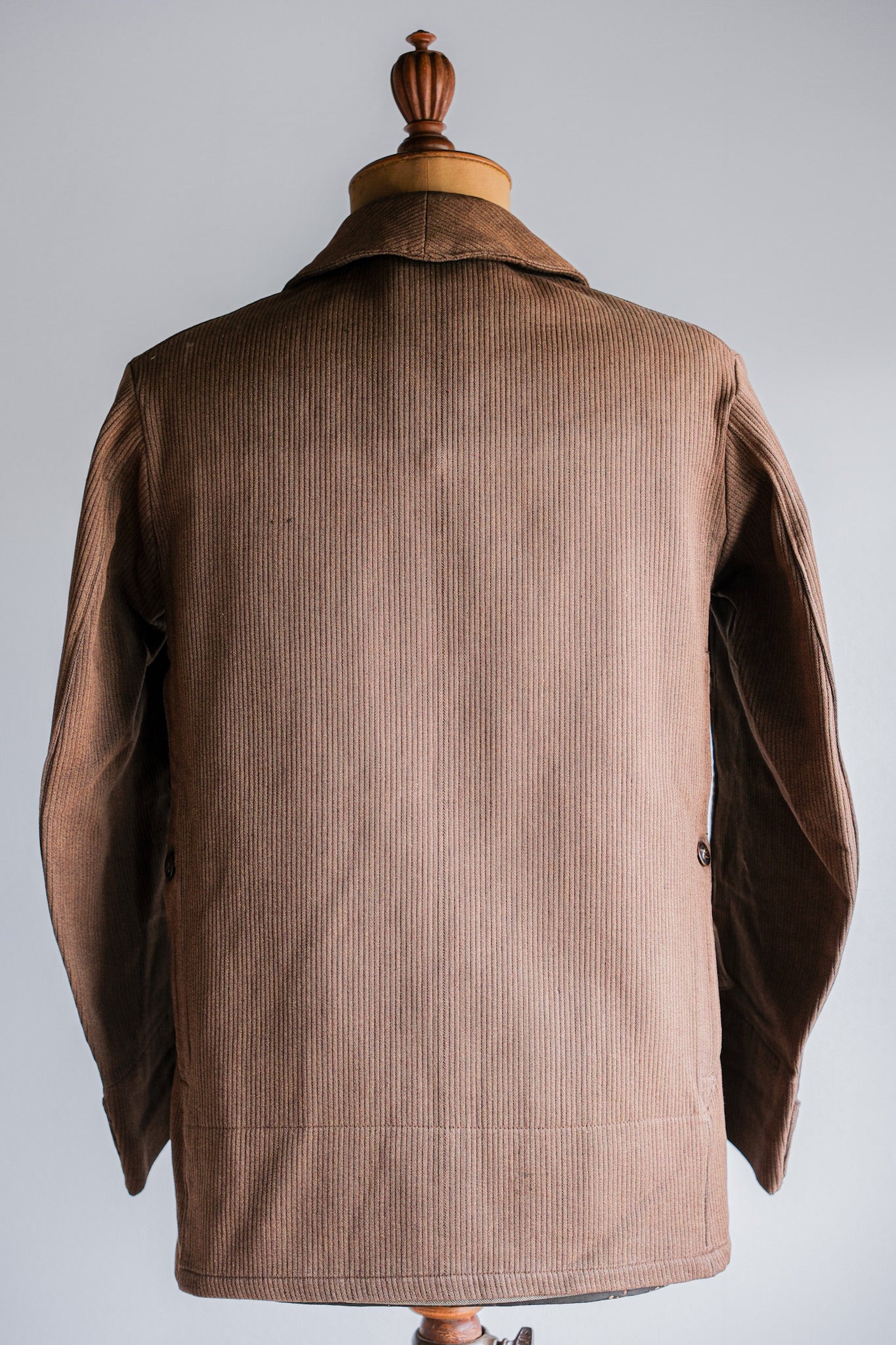［~30's］French Vintage Brown Cotton Pique Hunting Jacket With Chin Strap