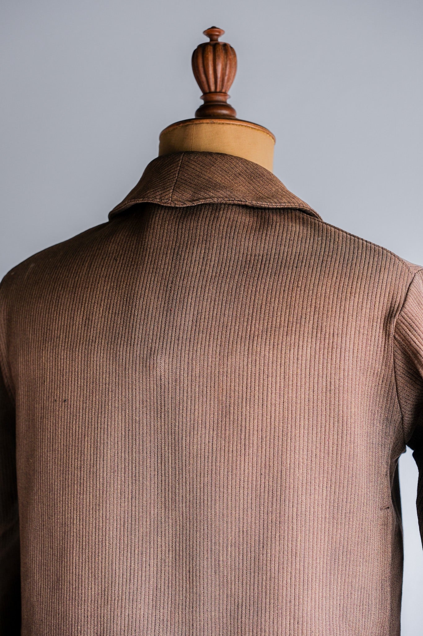 ［~30's］French Vintage Brown Cotton Pique Hunting Jacket With Chin Strap