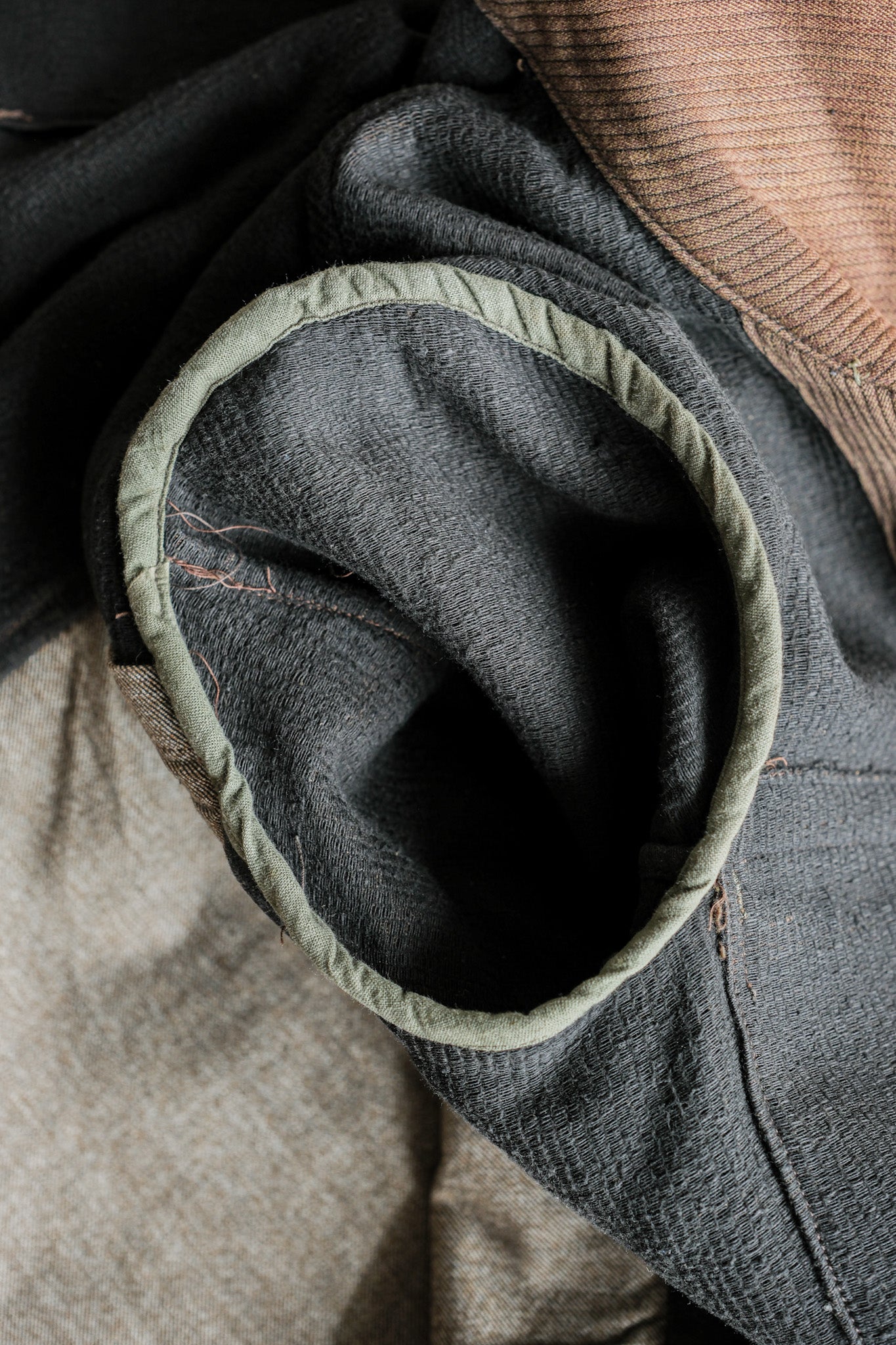 ［~30's］French Vintage Brown Cotton Pique Hunting Jacket With Chin Strap