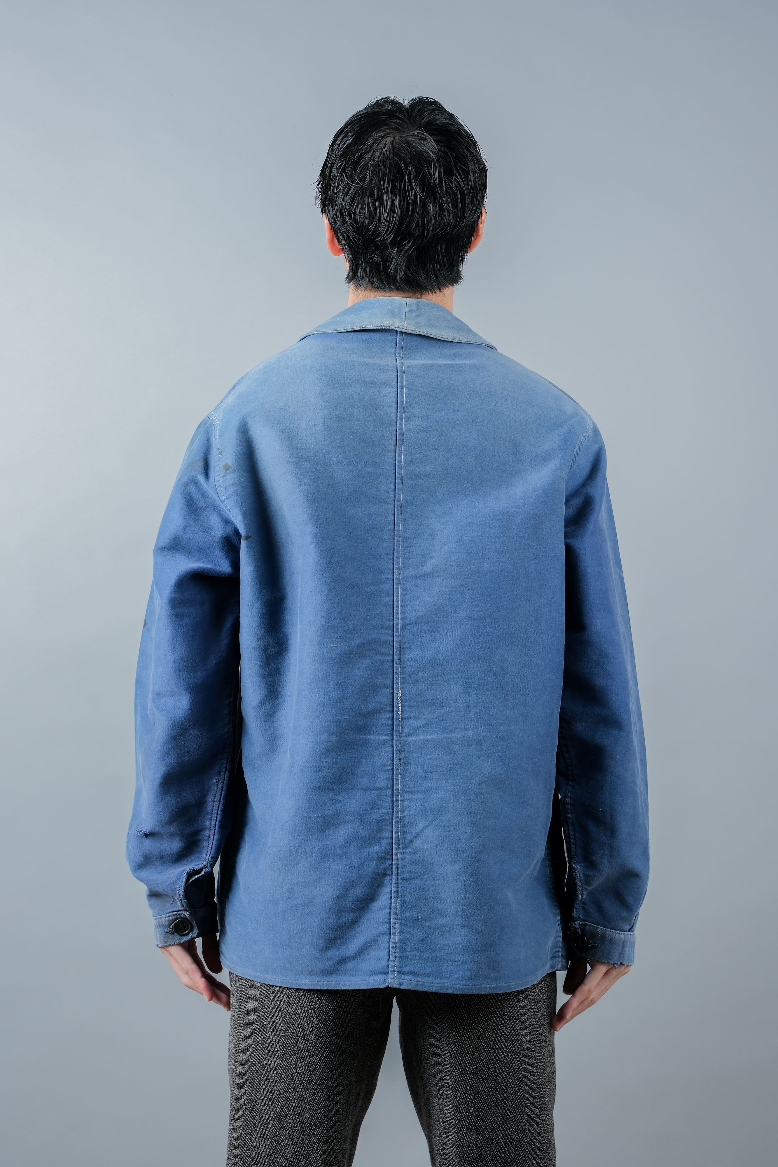 【~50’s】French Vintage Blue Moleskin Work Jacket "Le Mont St. Michel"