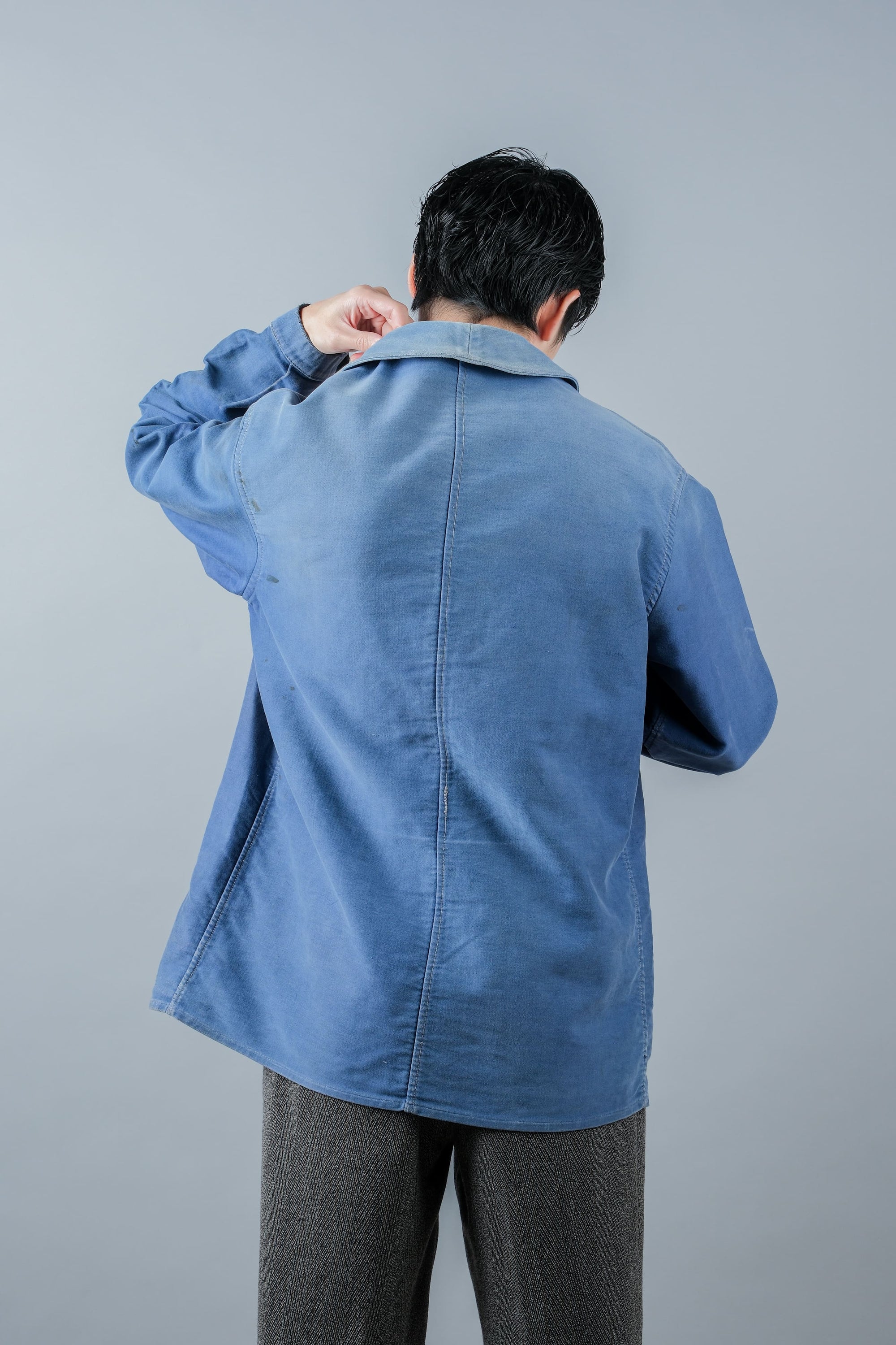 ［~50’s］French Vintage Blue Moleskin Work Jacket "Le Mont St. Michel"