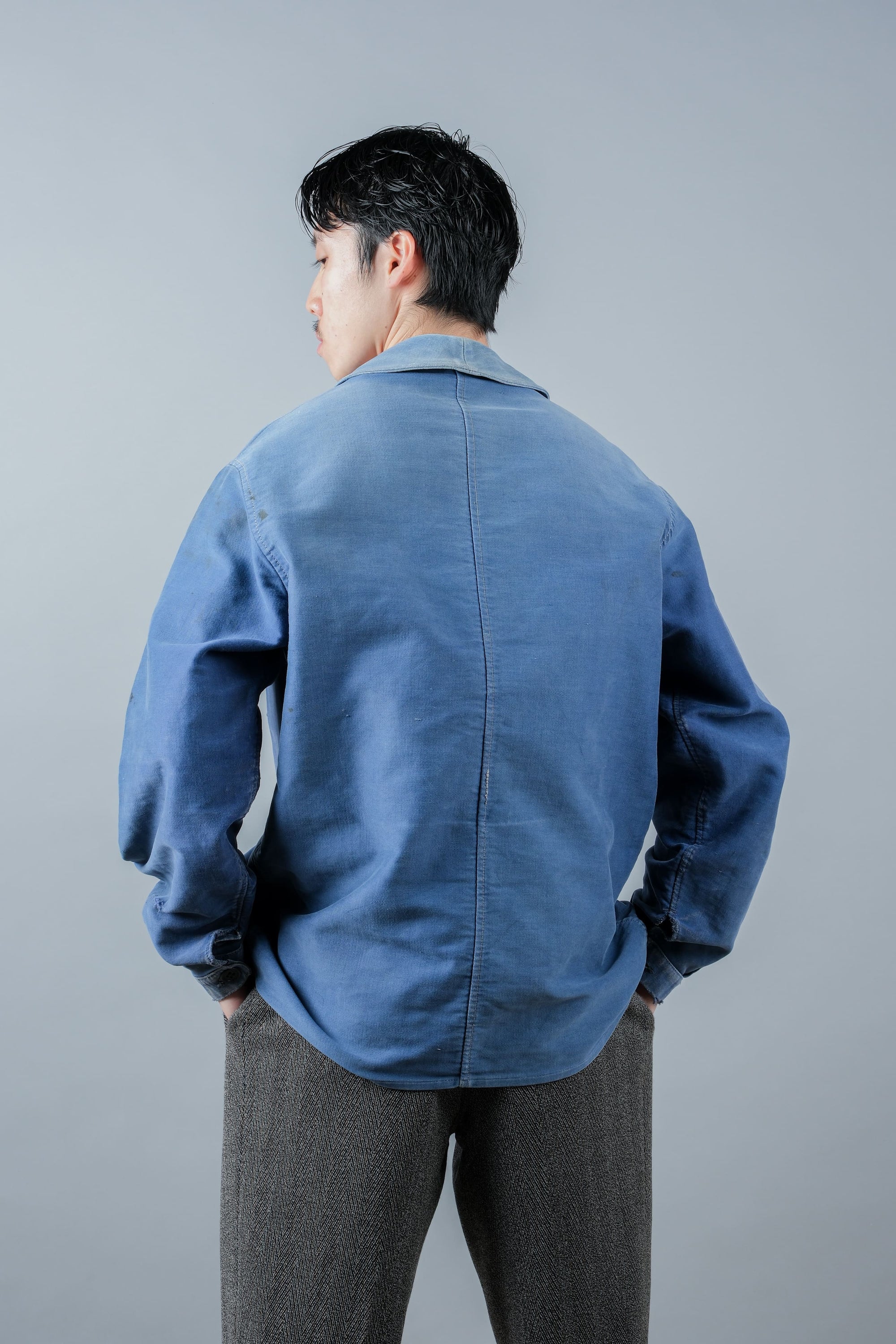［~50’s］French Vintage Blue Moleskin Work Jacket "Le Mont St. Michel"