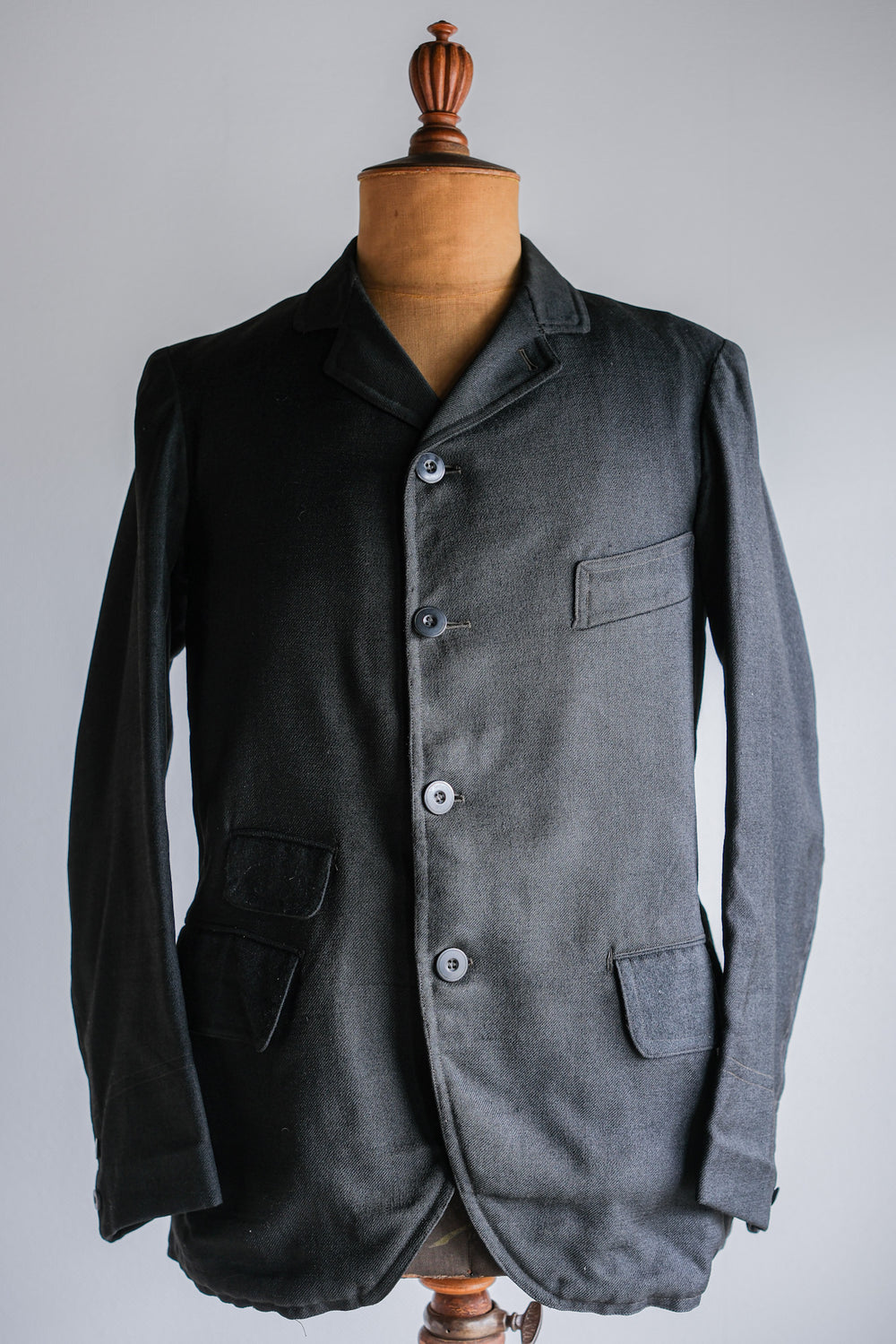 【~20's】French Vintage Black Wool Sack Coat