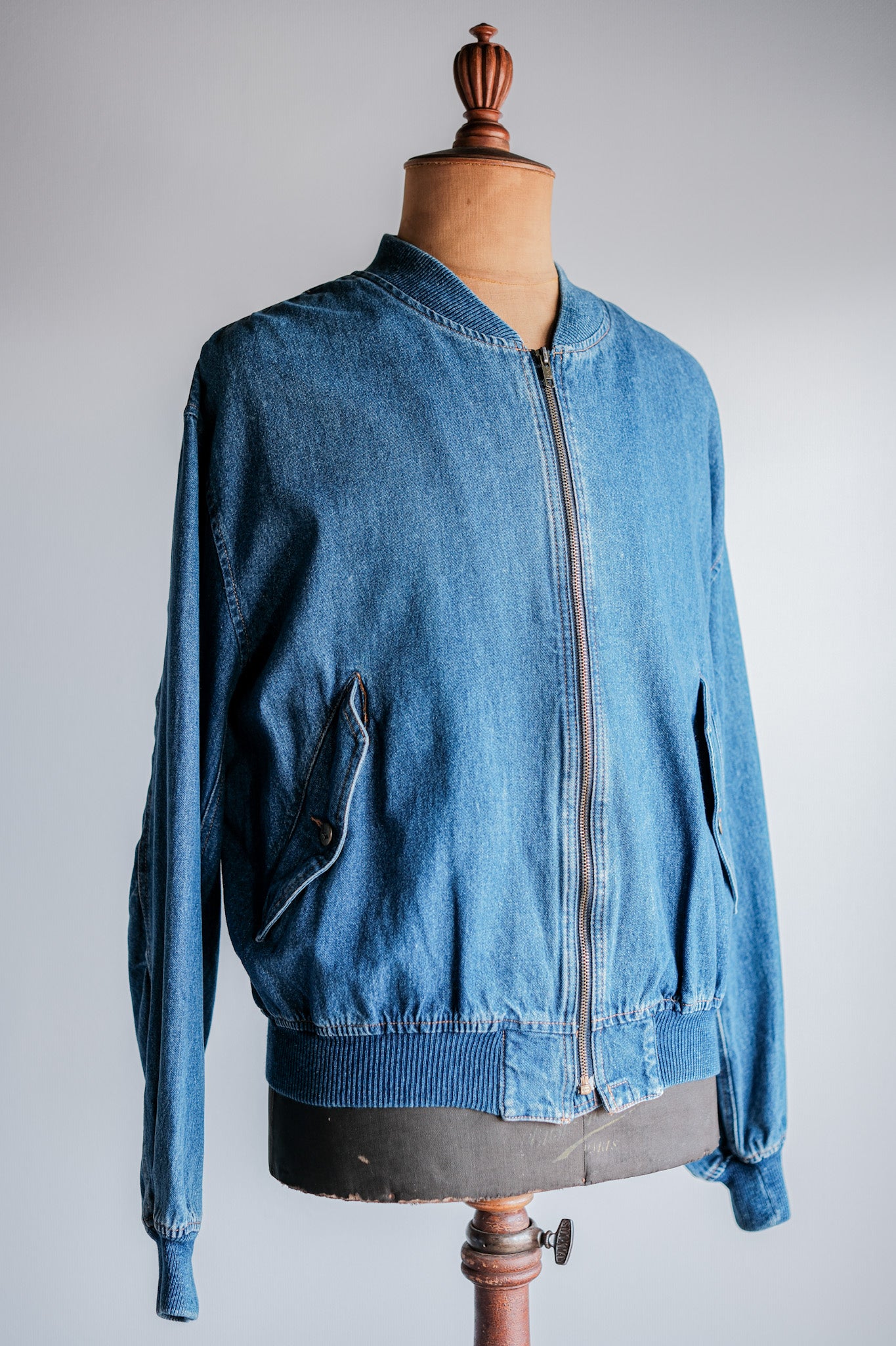 ［~80's］Old EMPORIO ARMANI Denim Bomber Jacket Size.50
