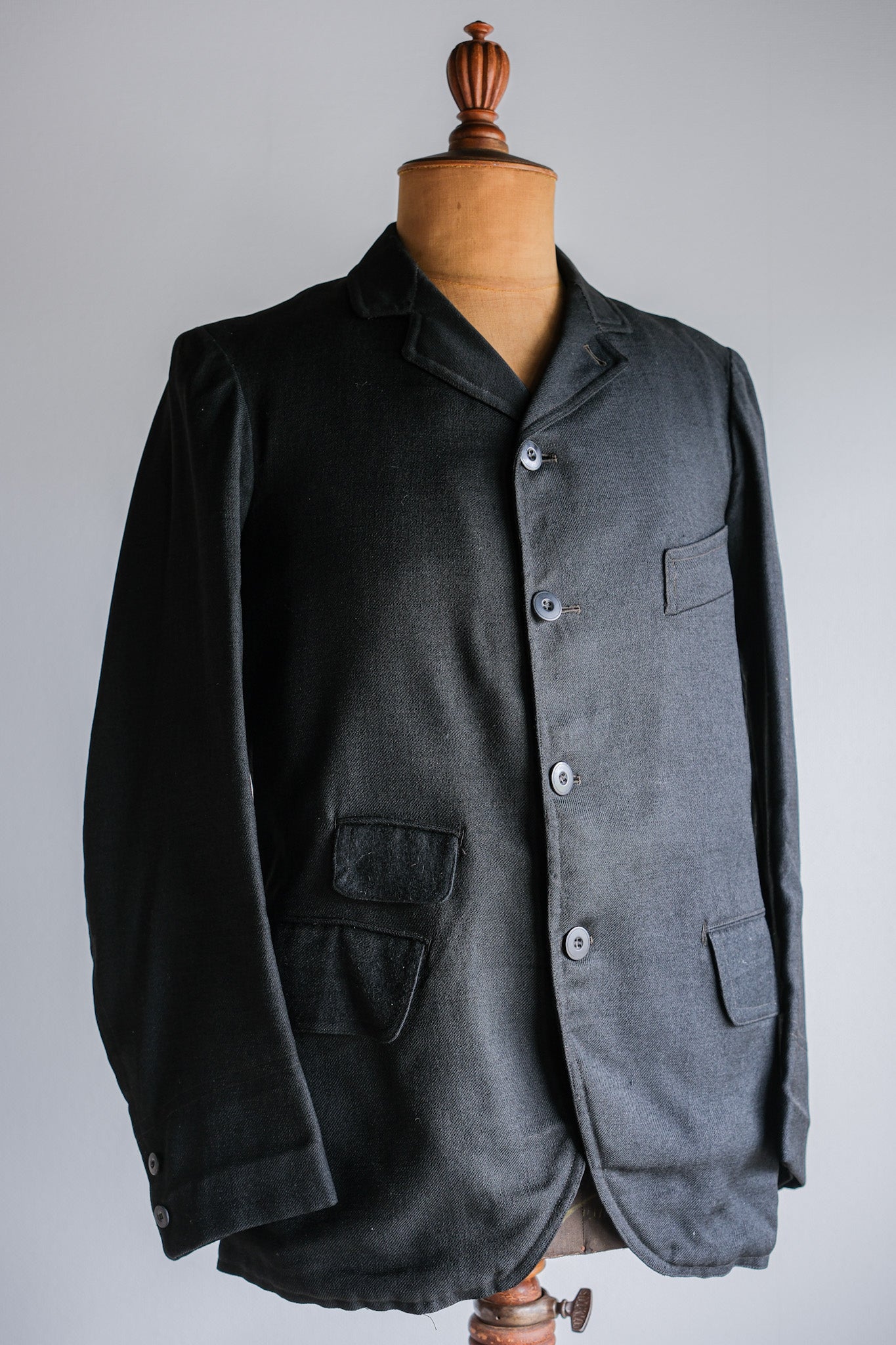 [~ 20's] French Vintage Black Wool Sack COAT