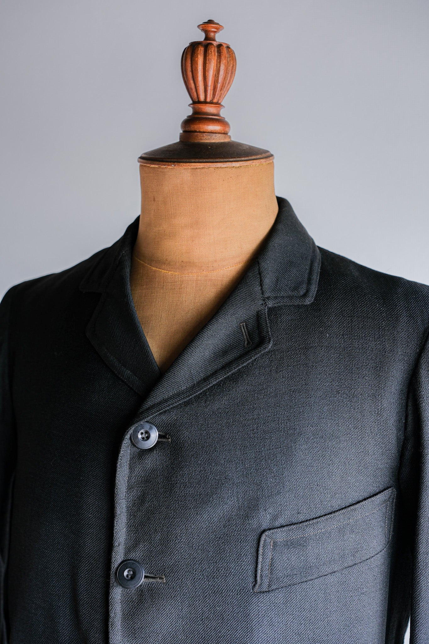 [~ 20's] French Vintage Black Wool Sack COAT