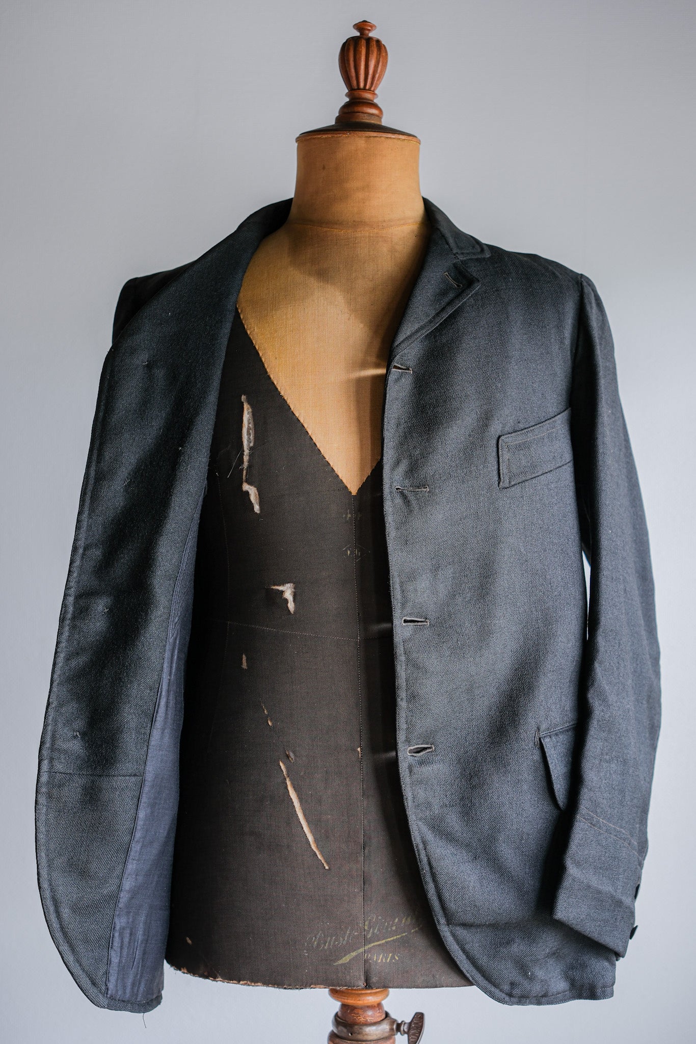 ［~20's］French Vintage Black Wool Sack Coat