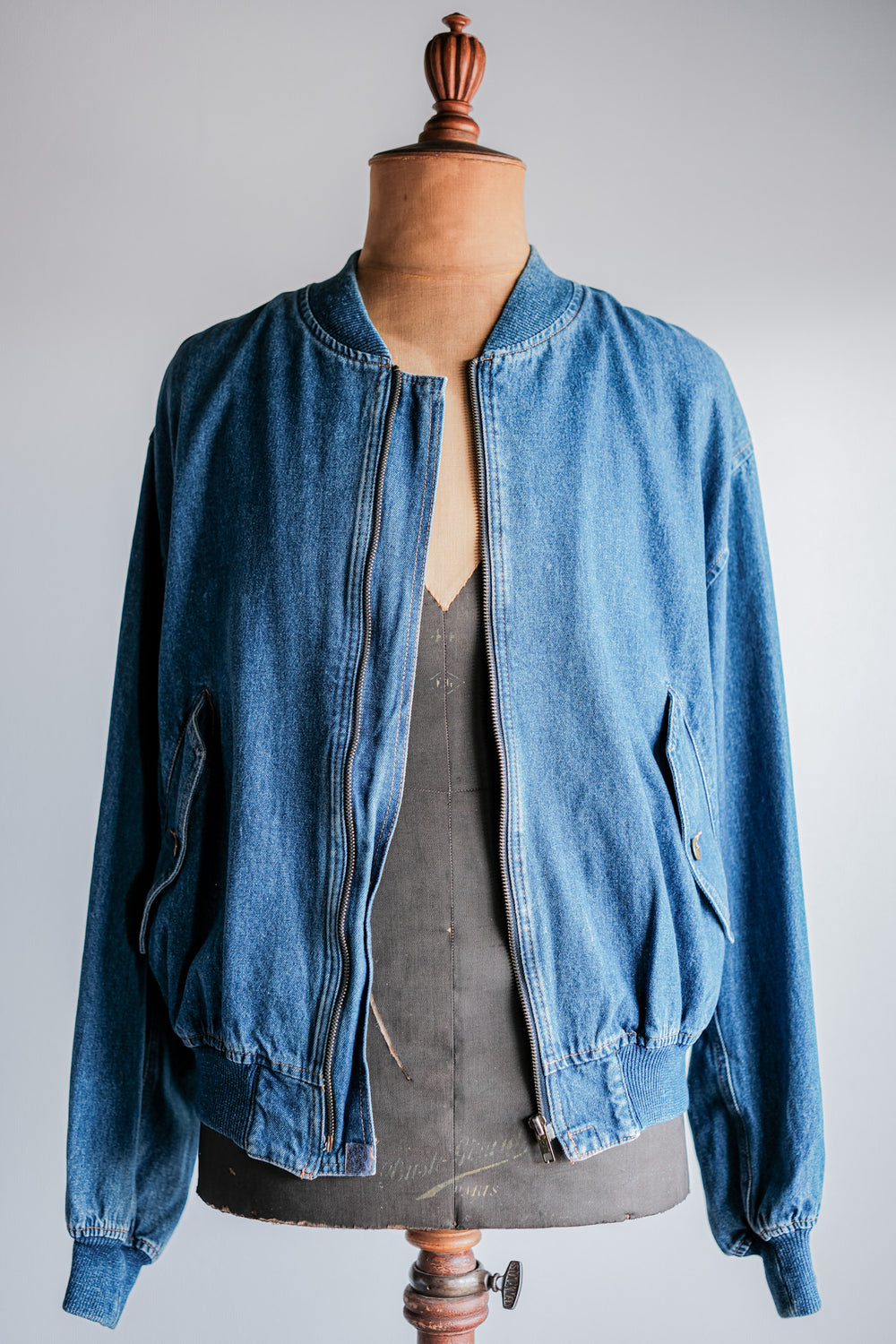 ［~80's］Old EMPORIO ARMANI Denim Bomber Jacket Size.50