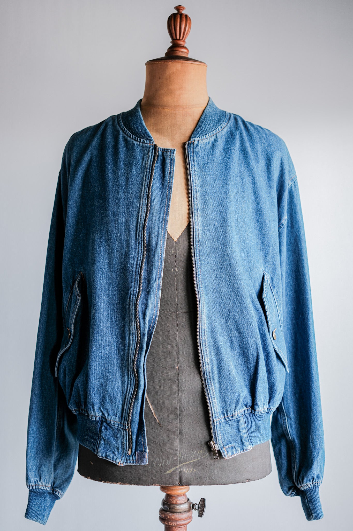 ［~80's］Old EMPORIO ARMANI Denim Bomber Jacket Size.50