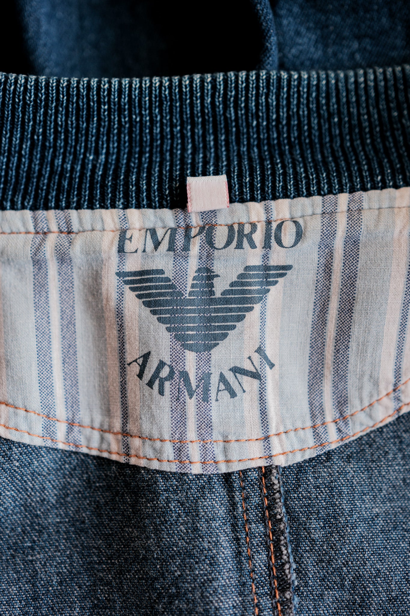 [~ 80's] Old Emporio Armani Denim Bomber Jacket Size.50