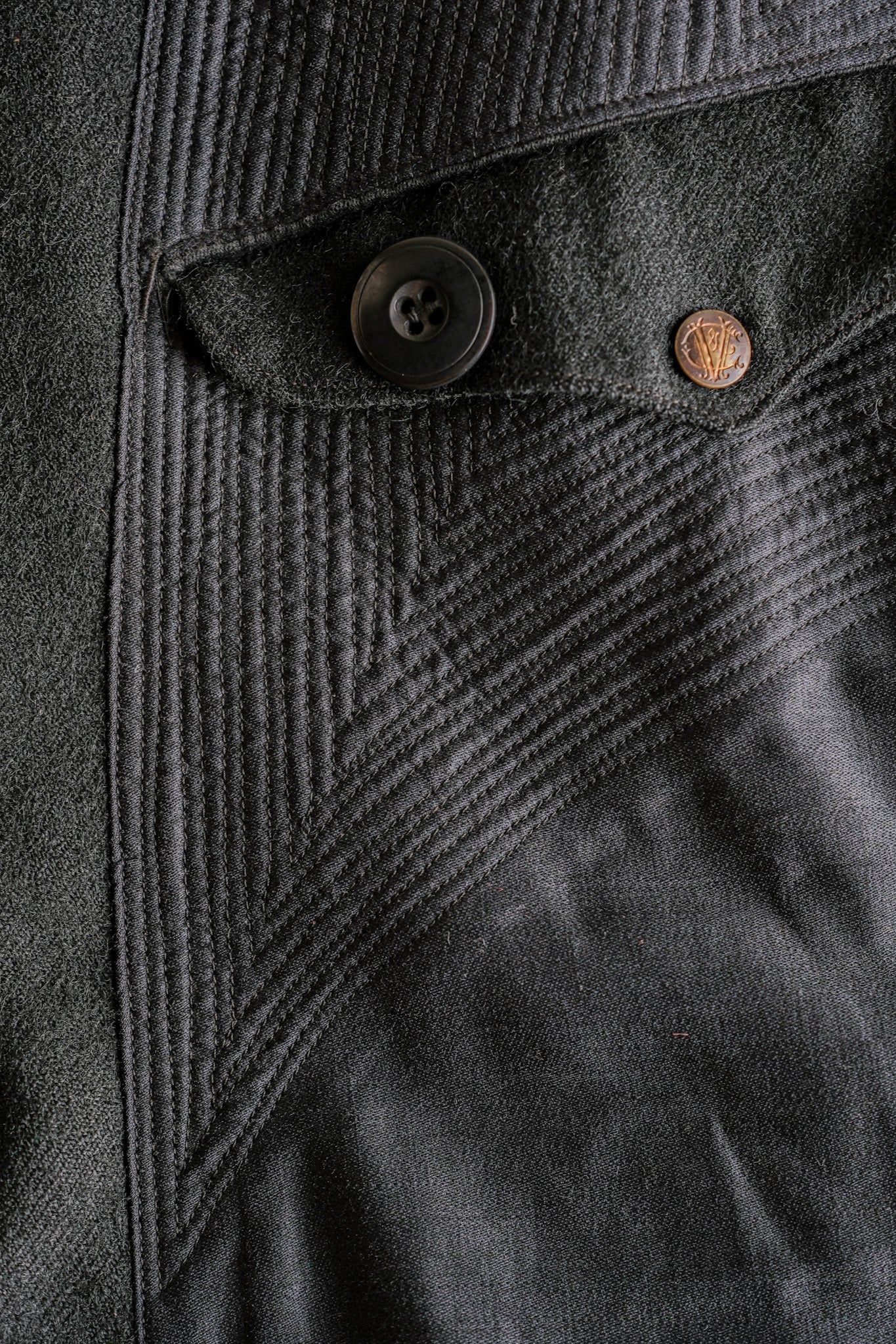 【~20's】French Vintage Black Wool Sack Coat