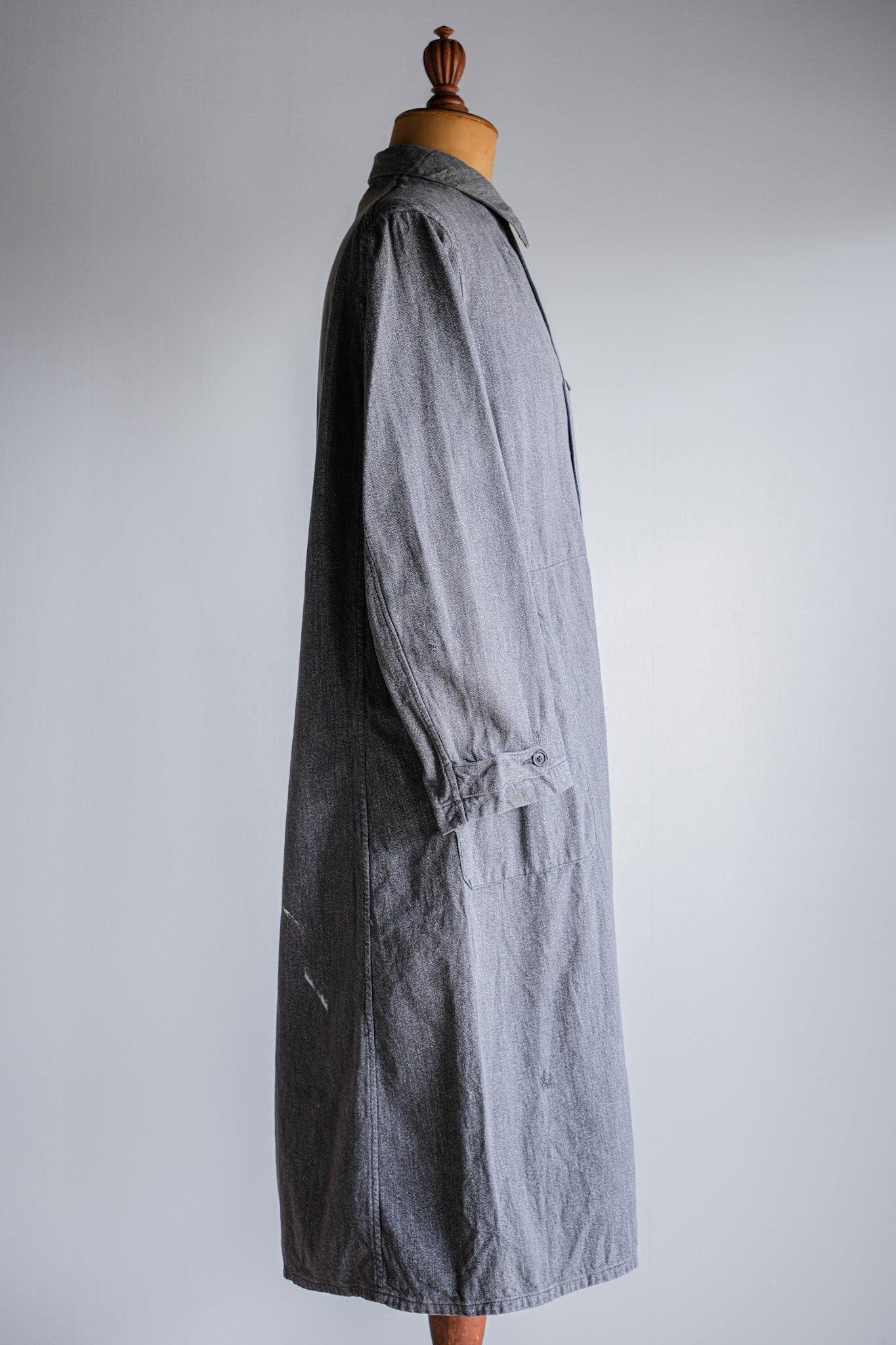 ［~40's］French Vintage Salt & Pepper Cotton Twill Work Coat "Le Mont St. Michel"