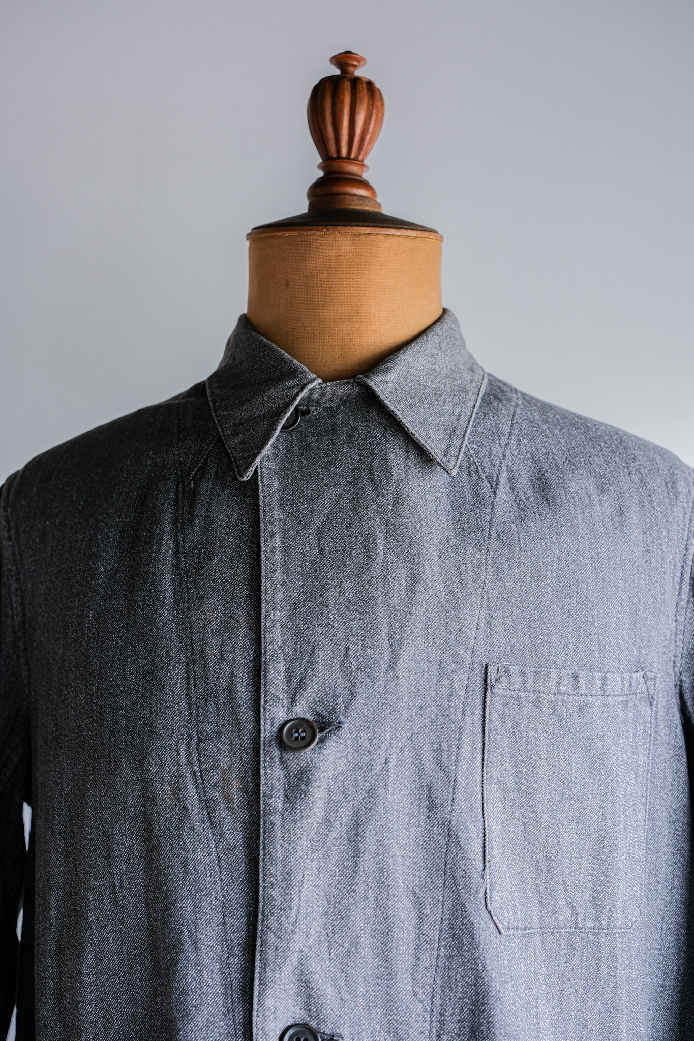 ［~40's］French Vintage Salt & Pepper Cotton Twill Work Coat "Le Mont St. Michel"