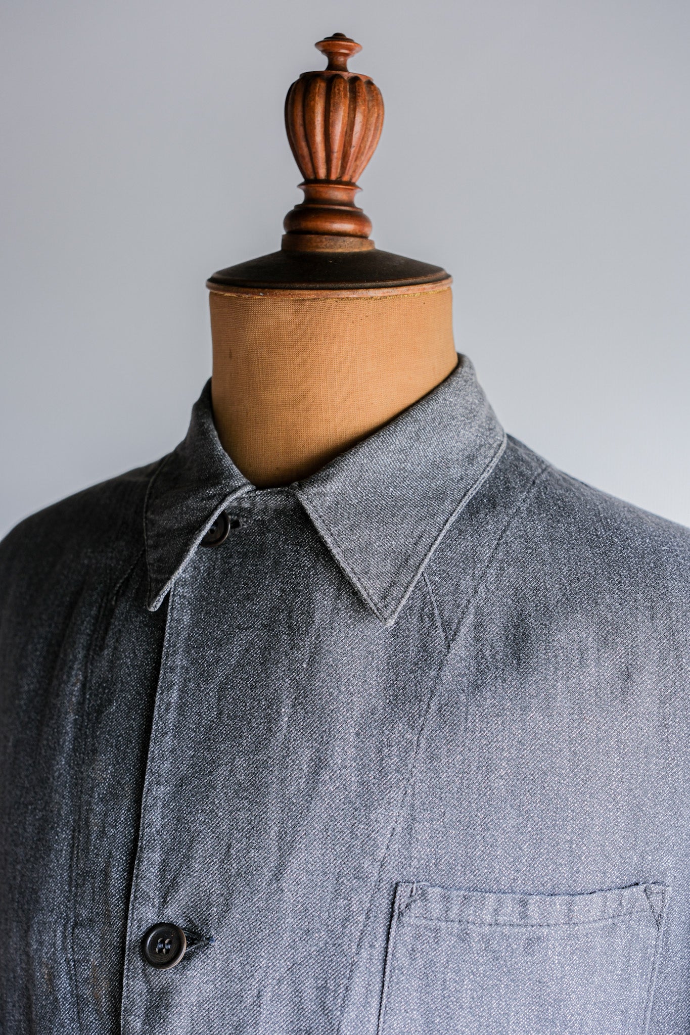 ［~40's］French Vintage Salt & Pepper Cotton Twill Work Coat "Le Mont St. Michel"