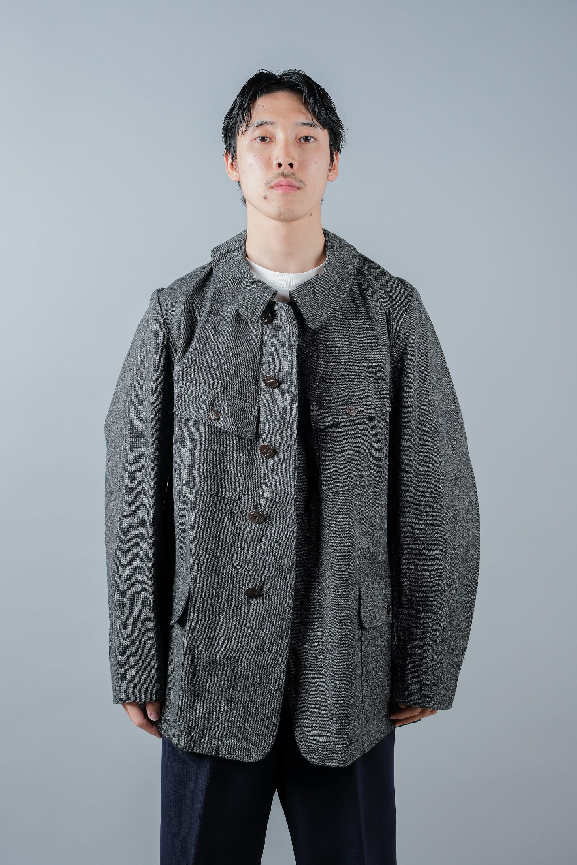 ［~30’s］French Vintage Salt & Pepper Cotton Twill Hunting Jacket