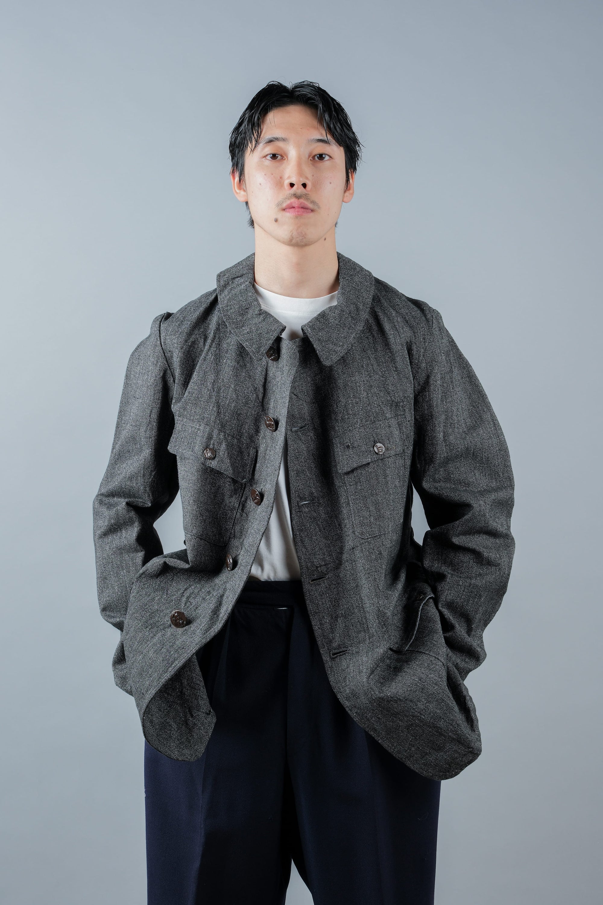 ［~30’s］French Vintage Salt & Pepper Cotton Twill Hunting Jacket