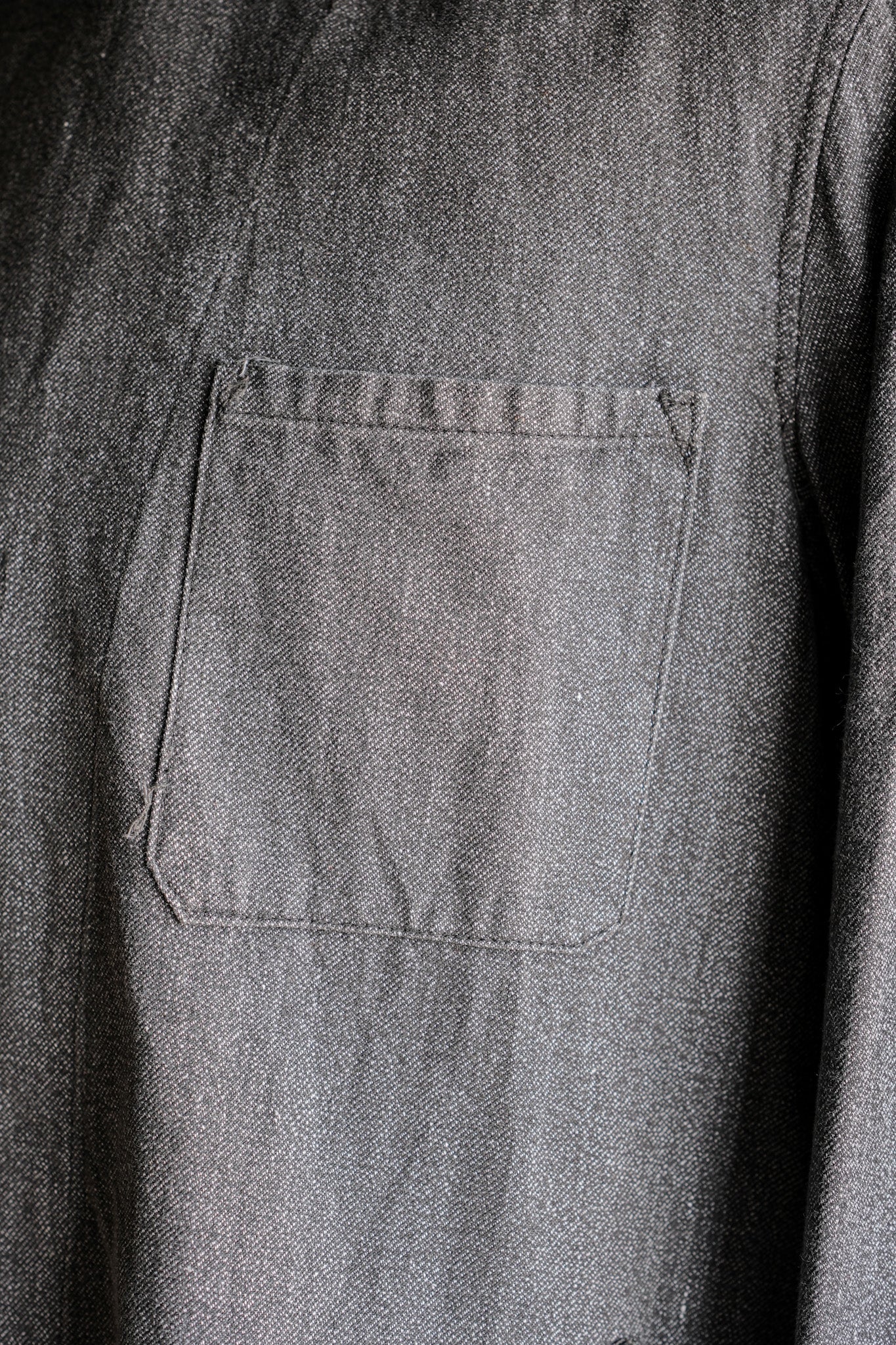 【~40's】French Vintage Salt & Pepper Cotton Twill Work Coat "Le Mont St. Michel"