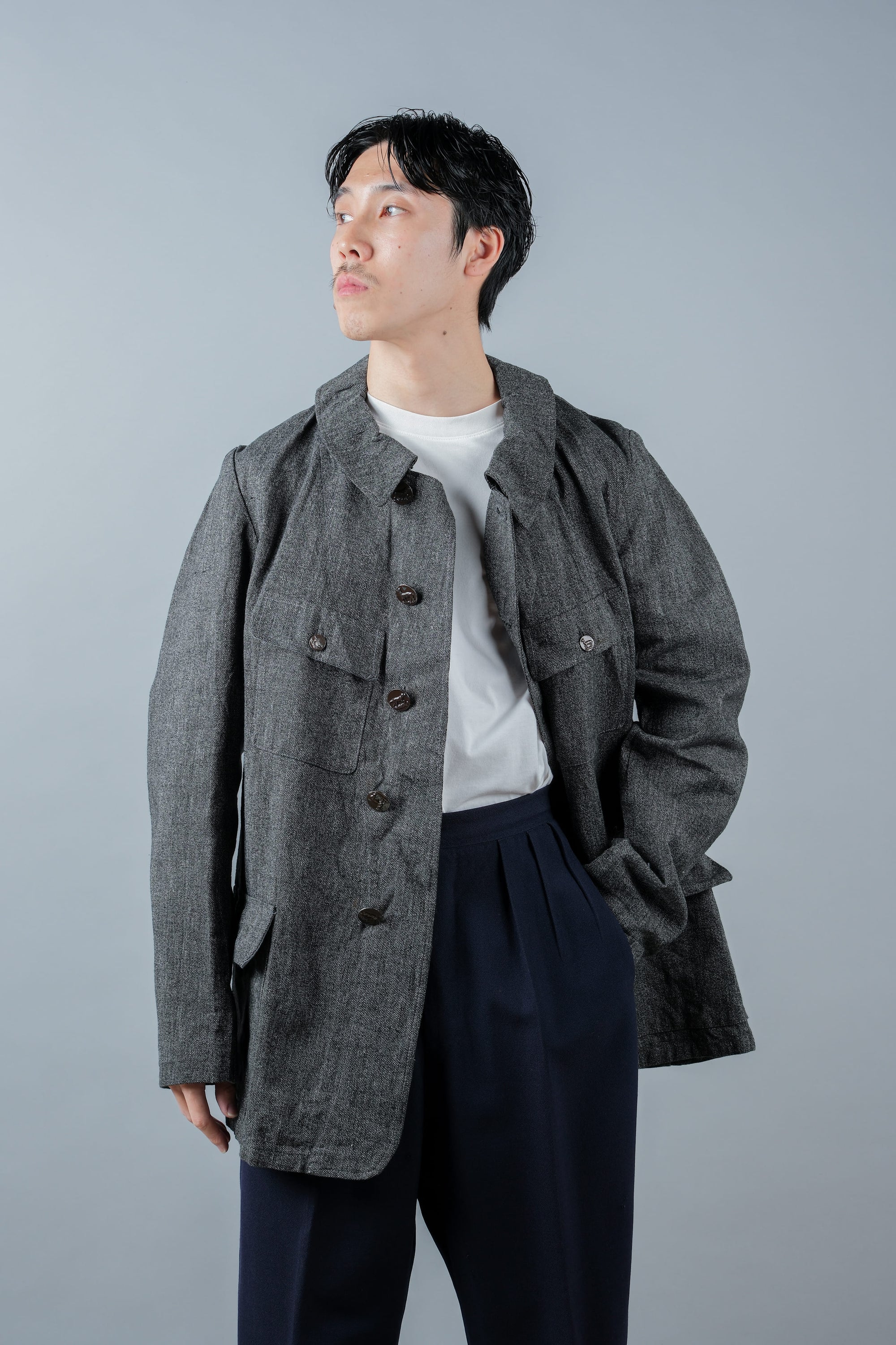 ［~30’s］French Vintage Salt & Pepper Cotton Twill Hunting Jacket