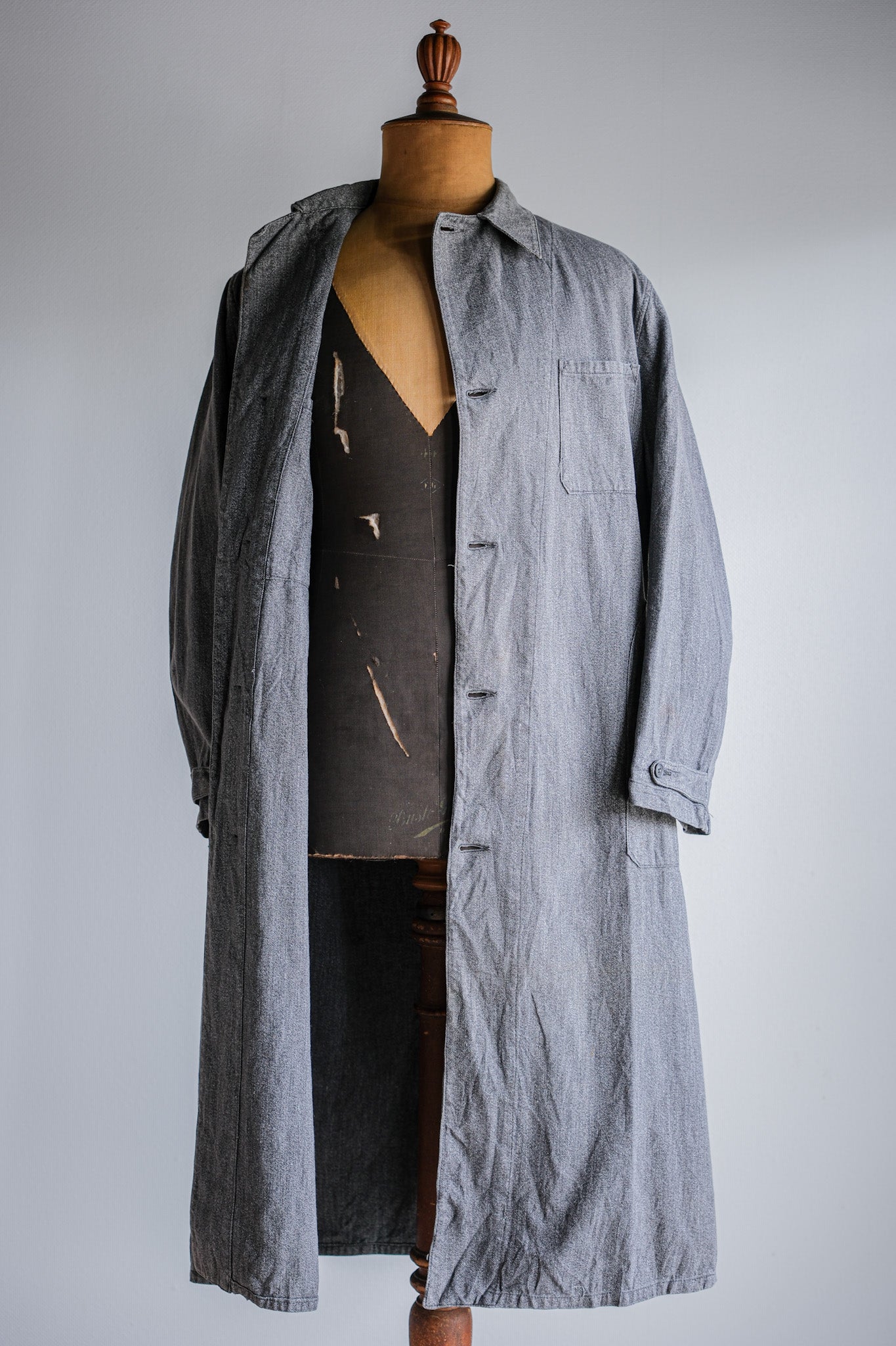 [~ 40's] French Vintage Salt & Pepper Cotton Twil Work COAT "Le Mont ST. MICHEL"