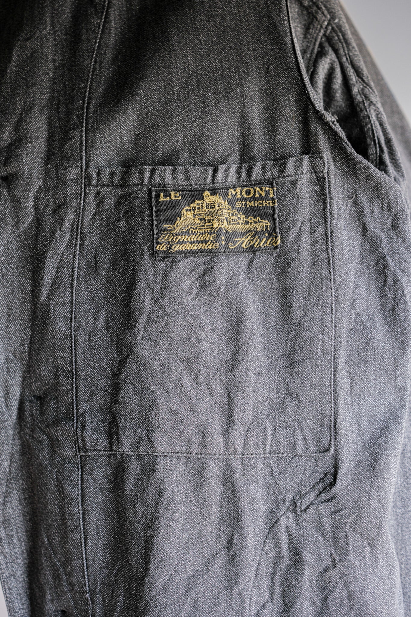 ［~40's］French Vintage Salt & Pepper Cotton Twill Work Coat "Le Mont St. Michel"