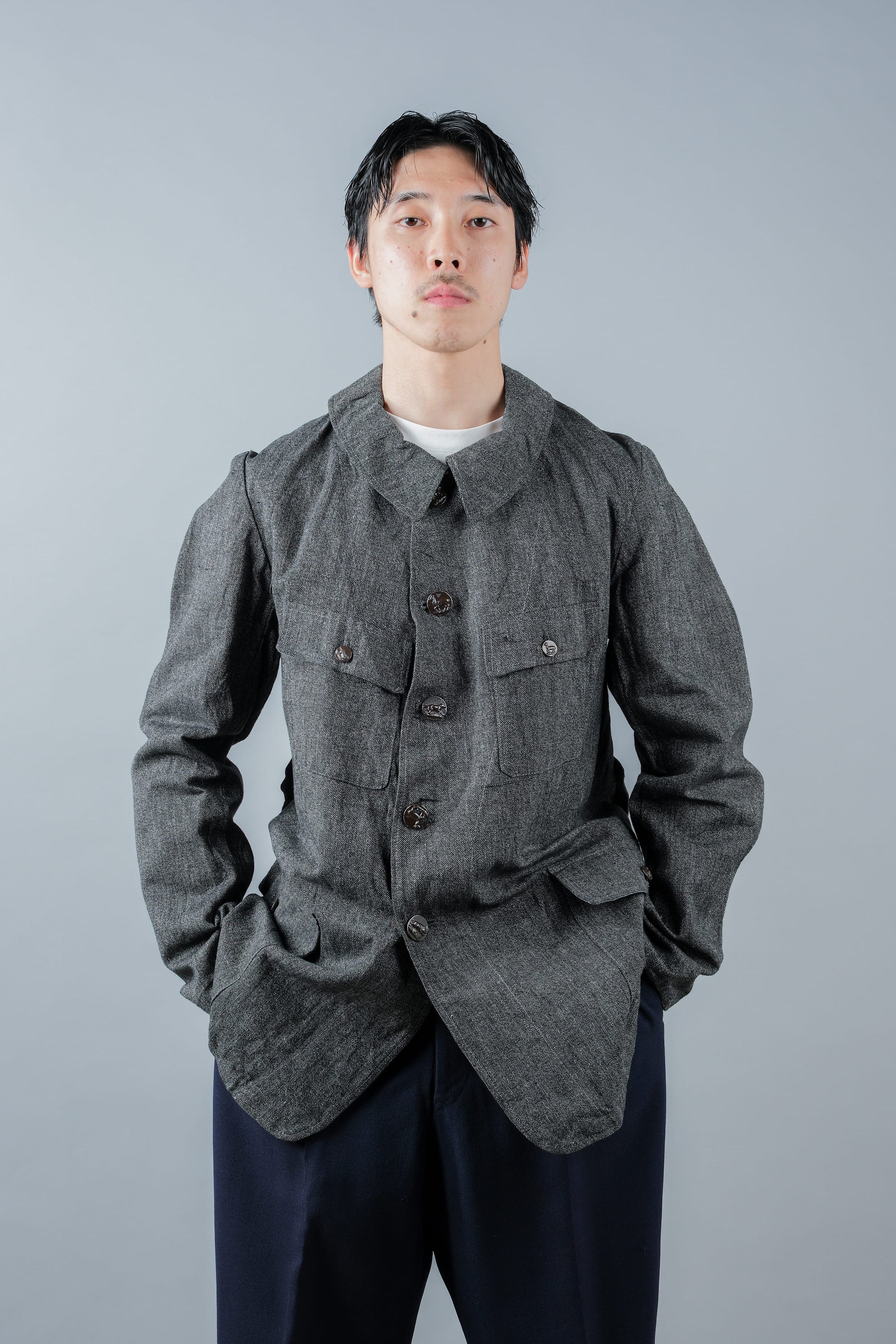 ［~30’s］French Vintage Salt & Pepper Cotton Twill Hunting Jacket