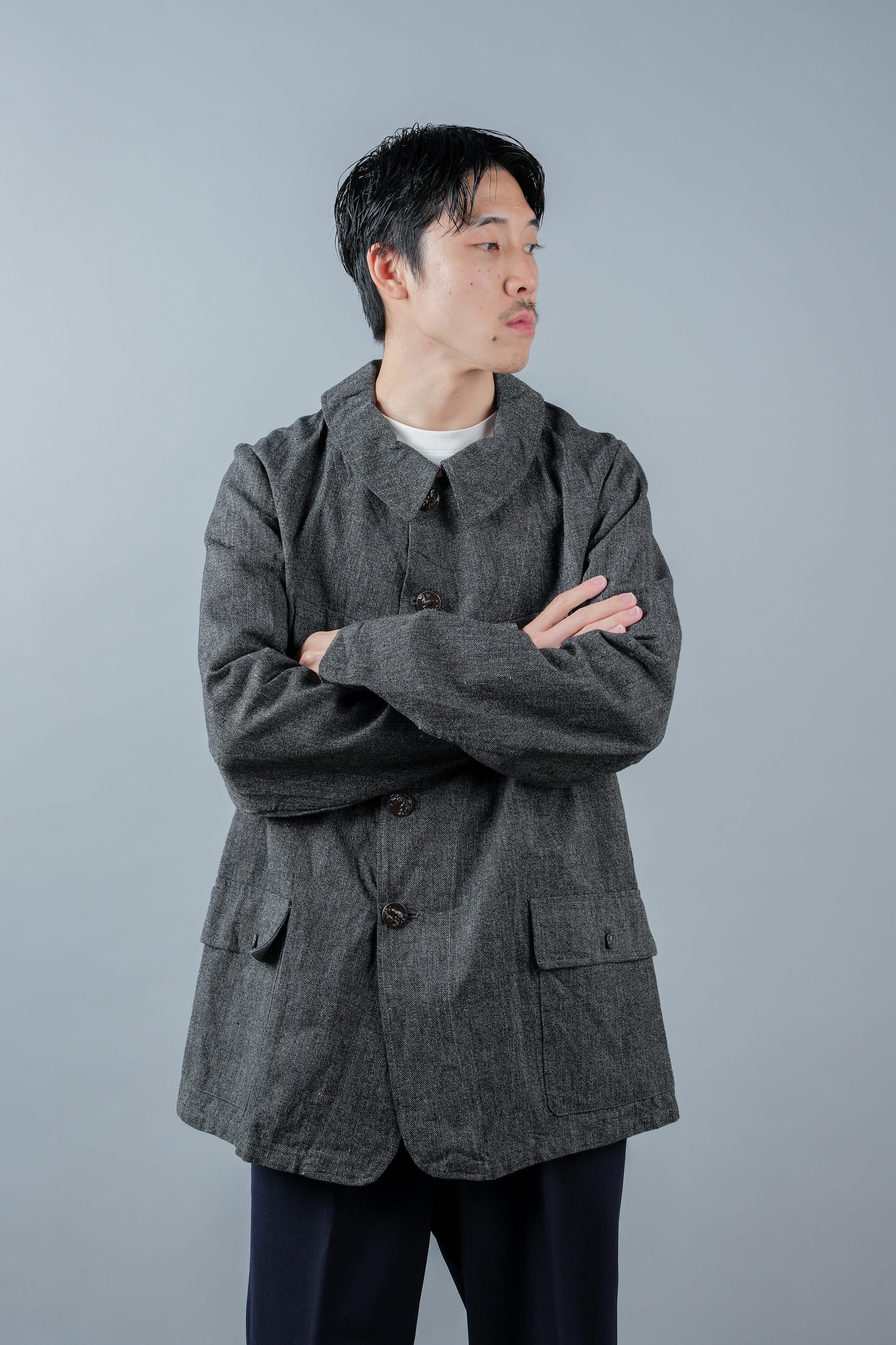 ［~30’s］French Vintage Salt & Pepper Cotton Twill Hunting Jacket