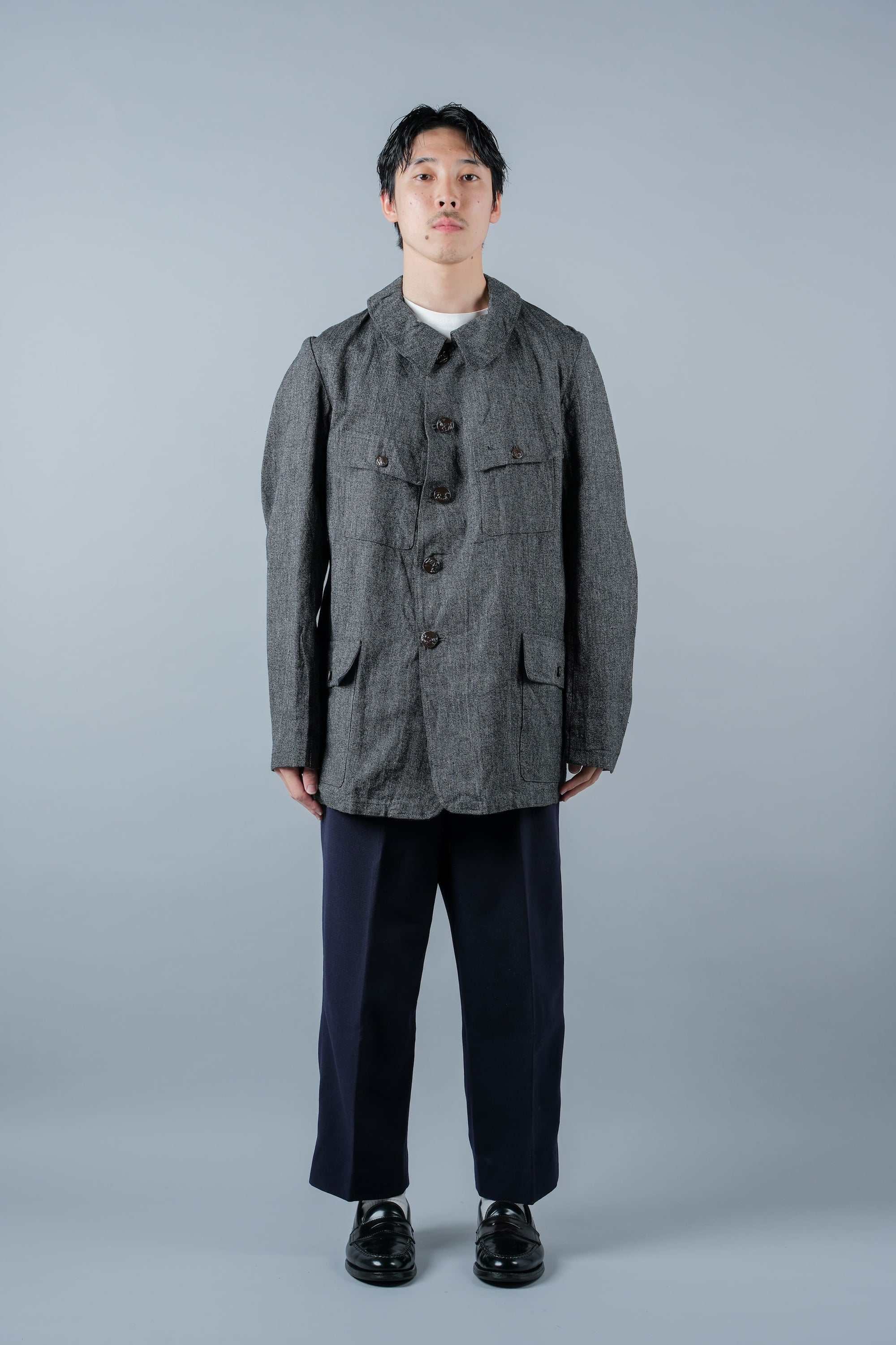 ［~30’s］French Vintage Salt & Pepper Cotton Twill Hunting Jacket