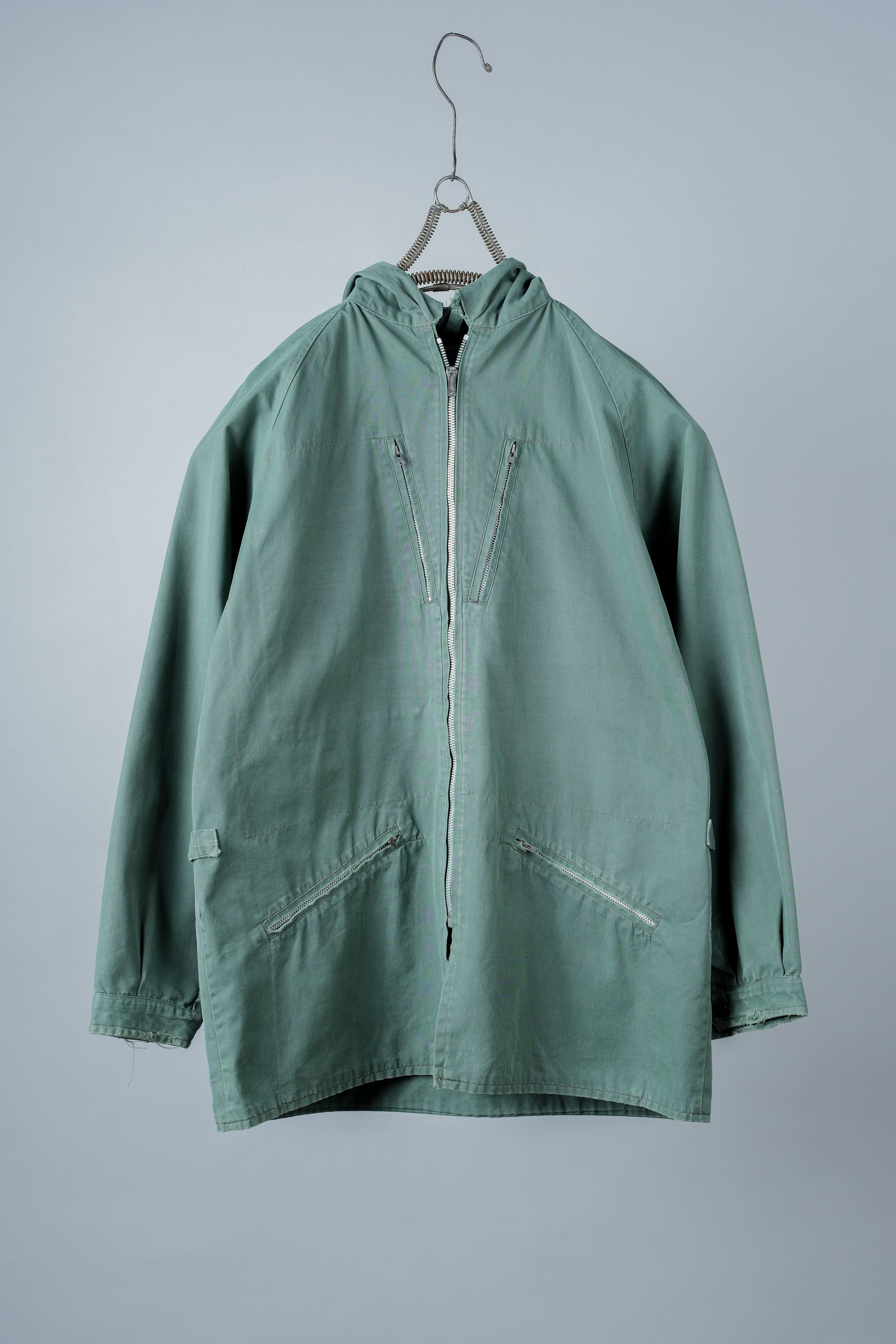 【~60's】British Vintage Ventile Cotton Hooded Cyclist Jacket "Greenspot NOMAD" "BERTRAM DUDLEY & SON"