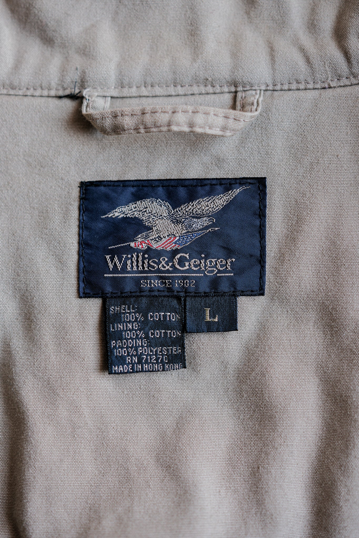 [〜90年代] Vintage Willis＆Geiger棉花狩獵背心尺寸。
