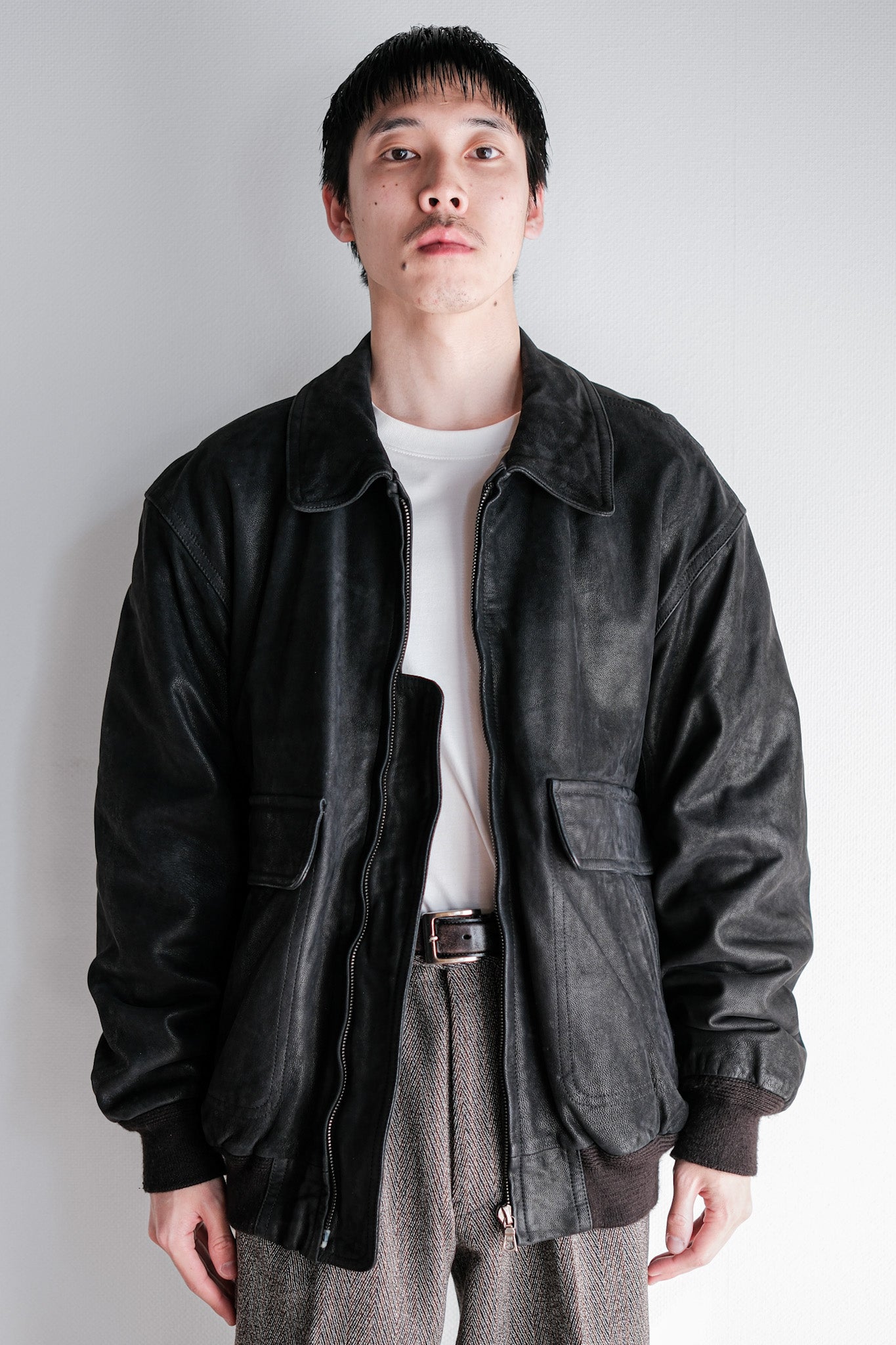 ［~80's］Old SERAPHIN Deerskin Leather Blouson With Chin Strap Size.50