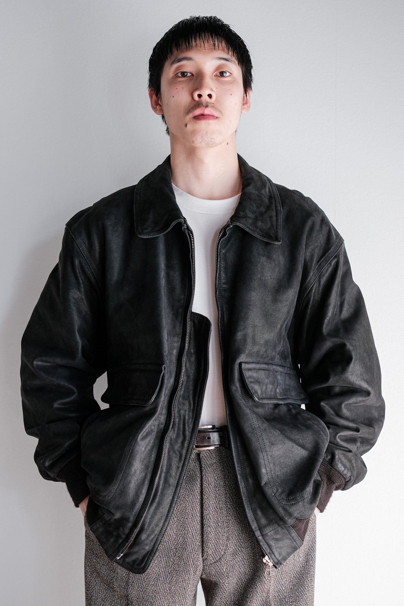 ［~80's］Old SERAPHIN Deerskin Leather Blouson With Chin Strap Size.50