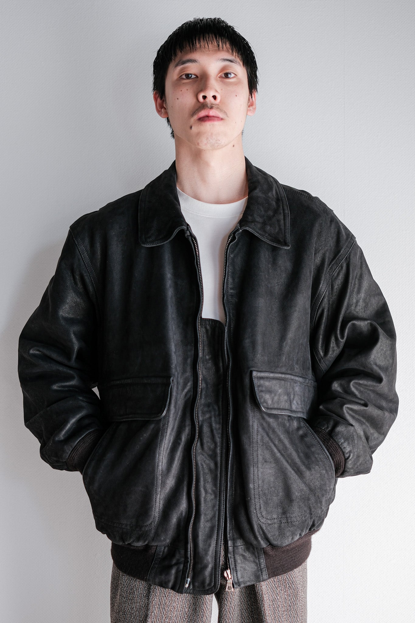 ［~80's］Old SERAPHIN Deerskin Leather Blouson With Chin Strap Size.50