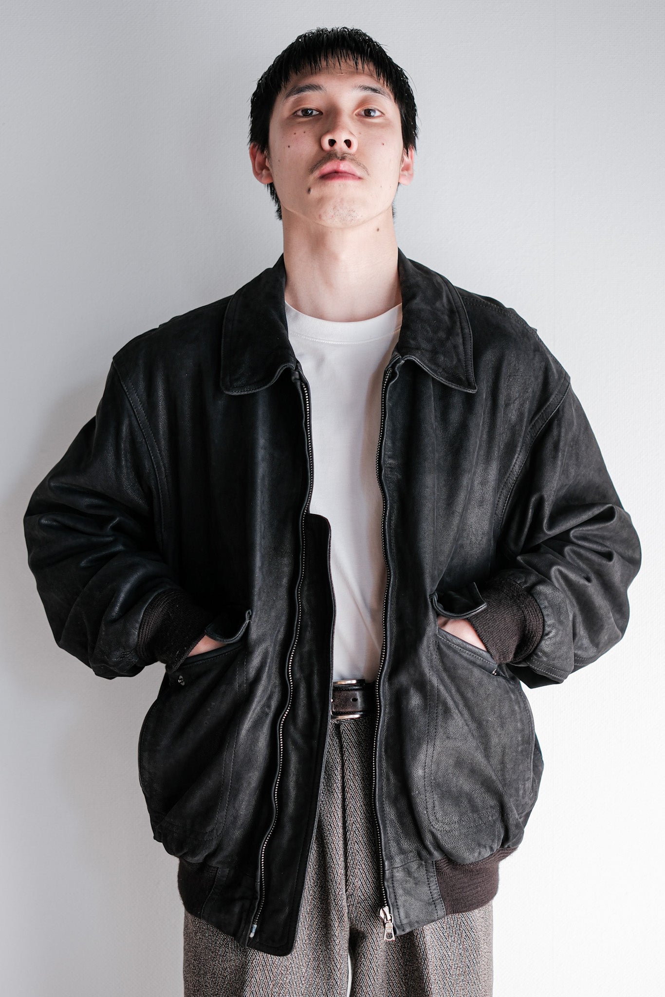 ［~80's］Old SERAPHIN Deerskin Leather Blouson With Chin Strap Size.50