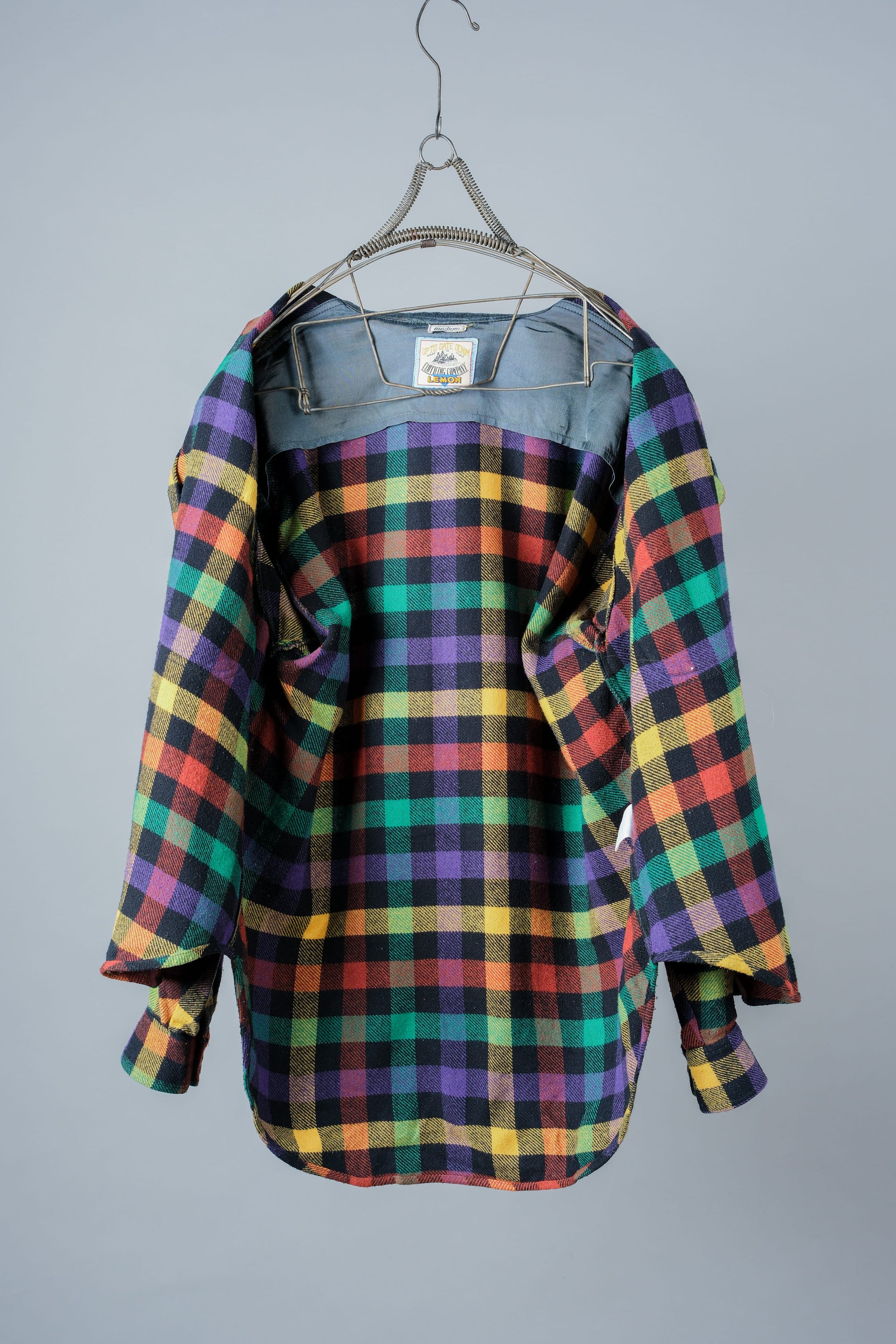 ［~80's］Italian Vintage Mixed Wool Rainbow Plaid Shirt Size.MEDIUM
